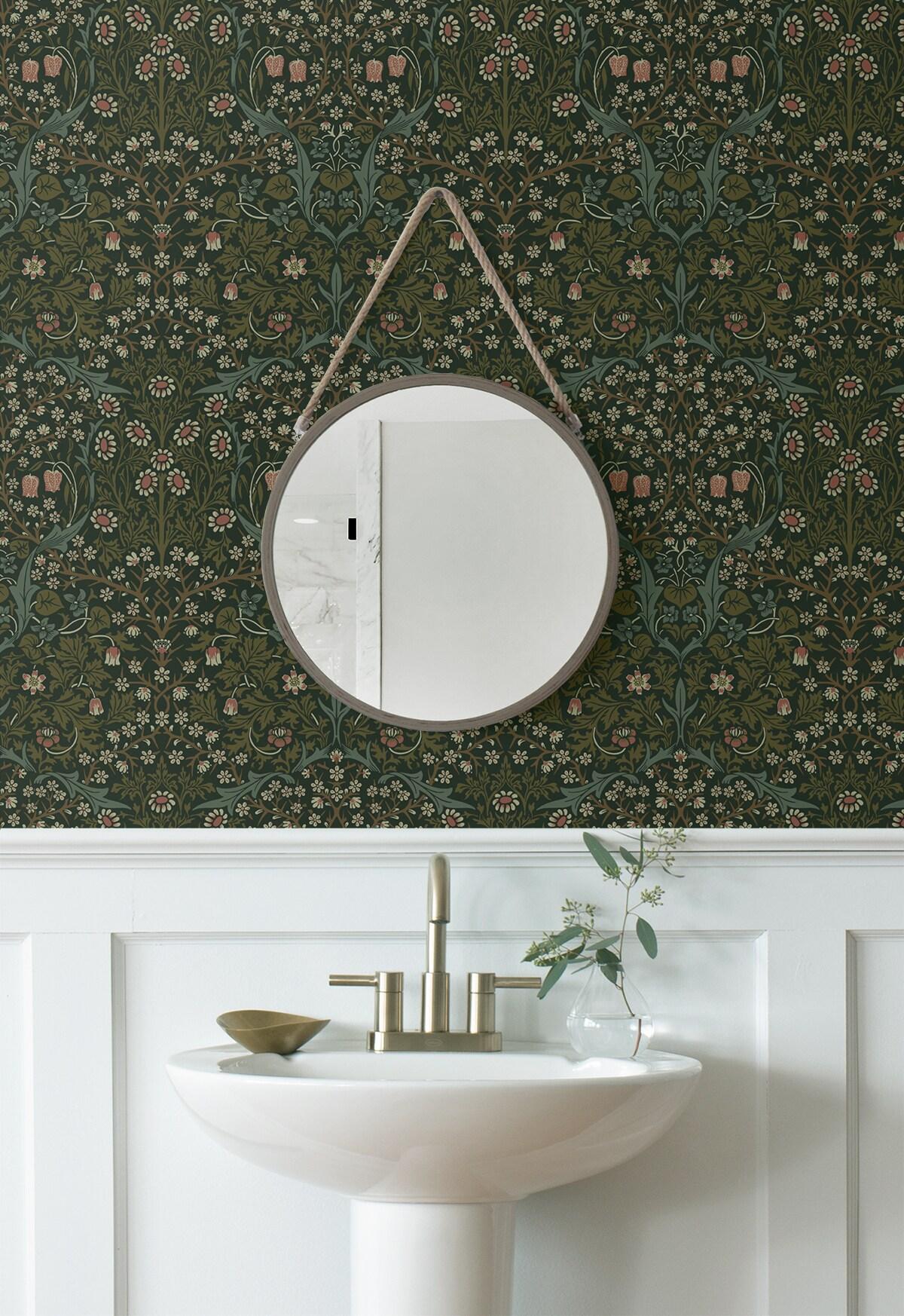 NextWall Greenery Victorian Garden Floral Peel and Stick Wallpaper