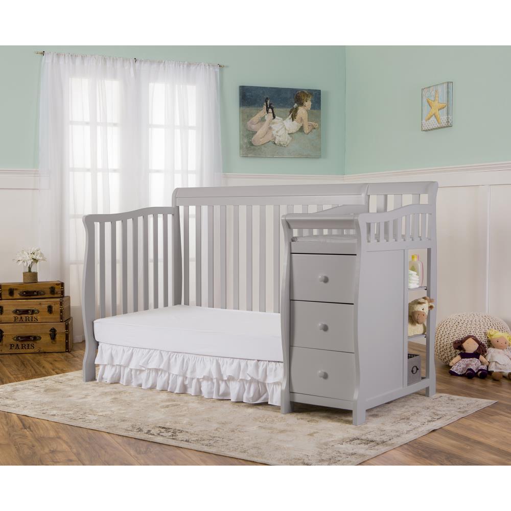 Pebble Grey Pine 5-in-1 Convertible Crib with Changer