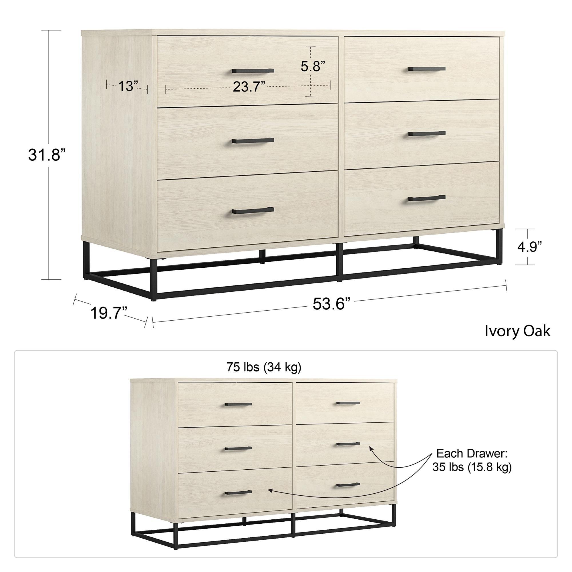 Kelly Faux Rattan 6 Drawer 53.62" W Dresser