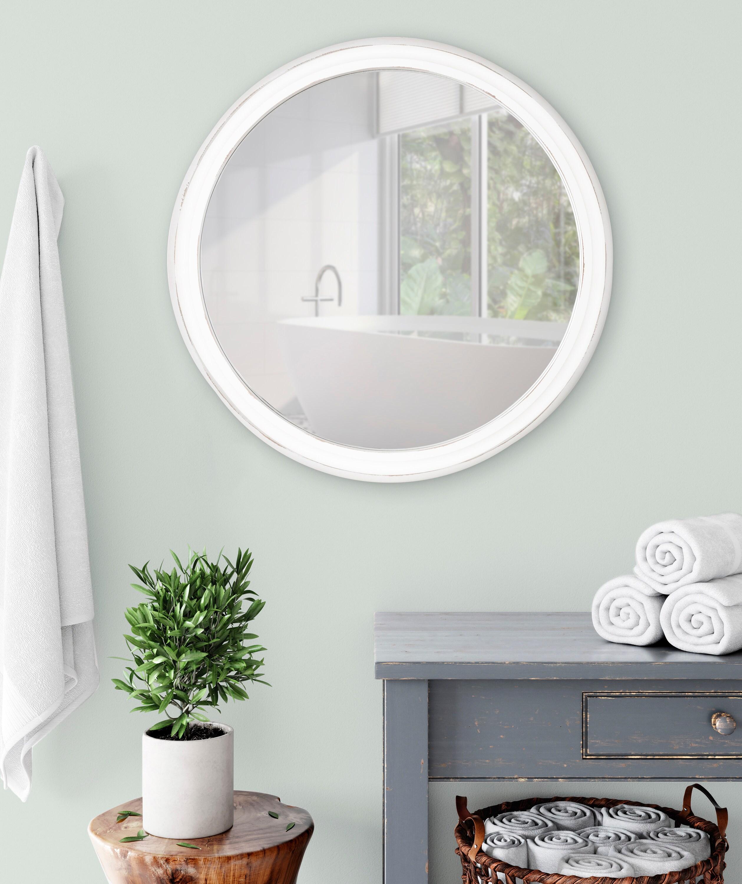 WallBeyond 28" Wood Round Mirror White