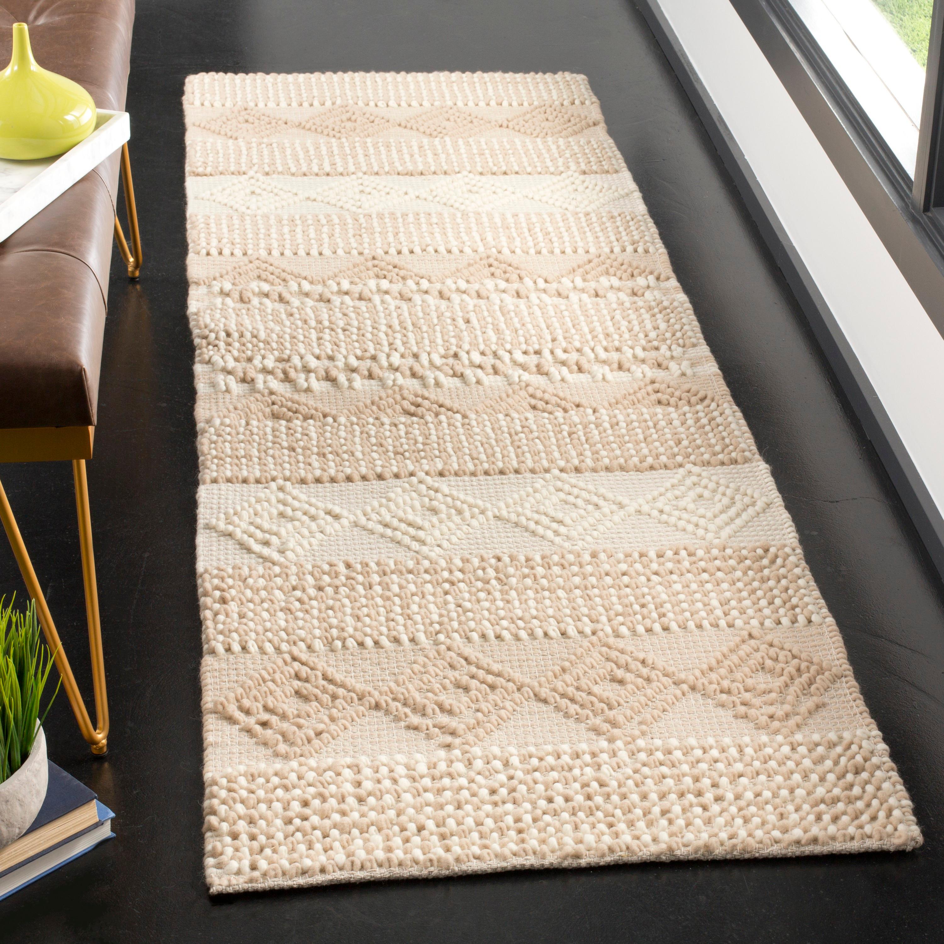 Percy Geometric Hand-Woven Flatweave Wool/Cotton Beige/Ivory Area Rug