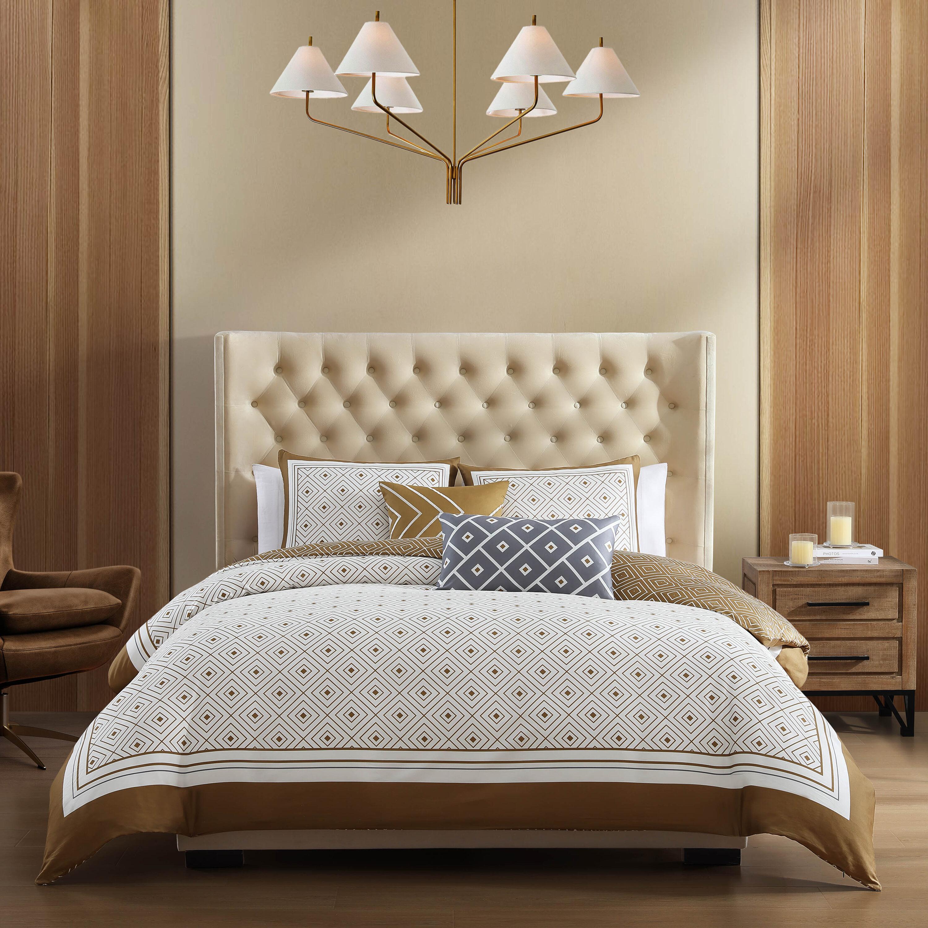 BeBeJan Bebejan Geometric Latte 100% Cotton Sateen   Reversible Comforter Set