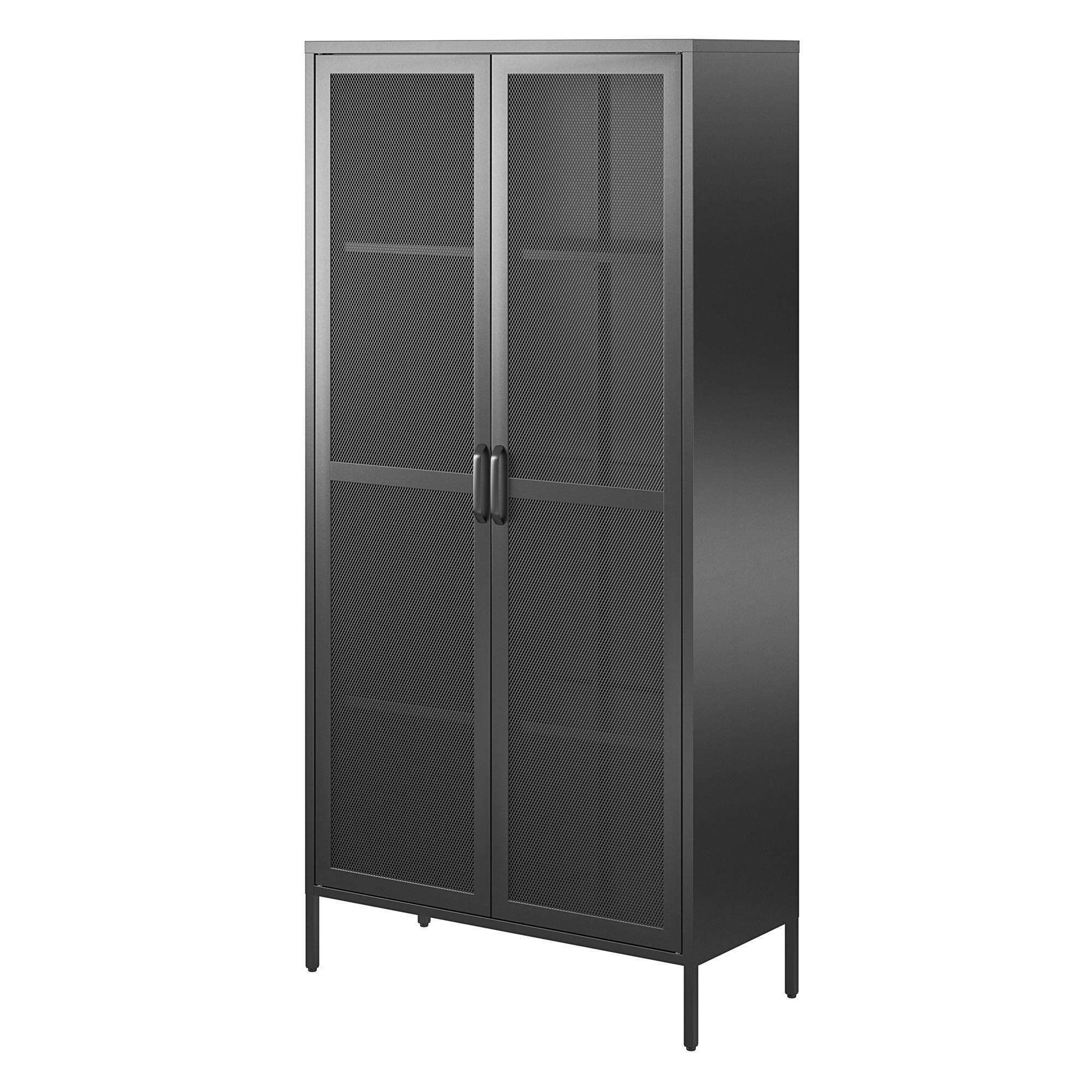 Black Tall Metal Freestanding Storage Cabinet with Adjustable Shelving