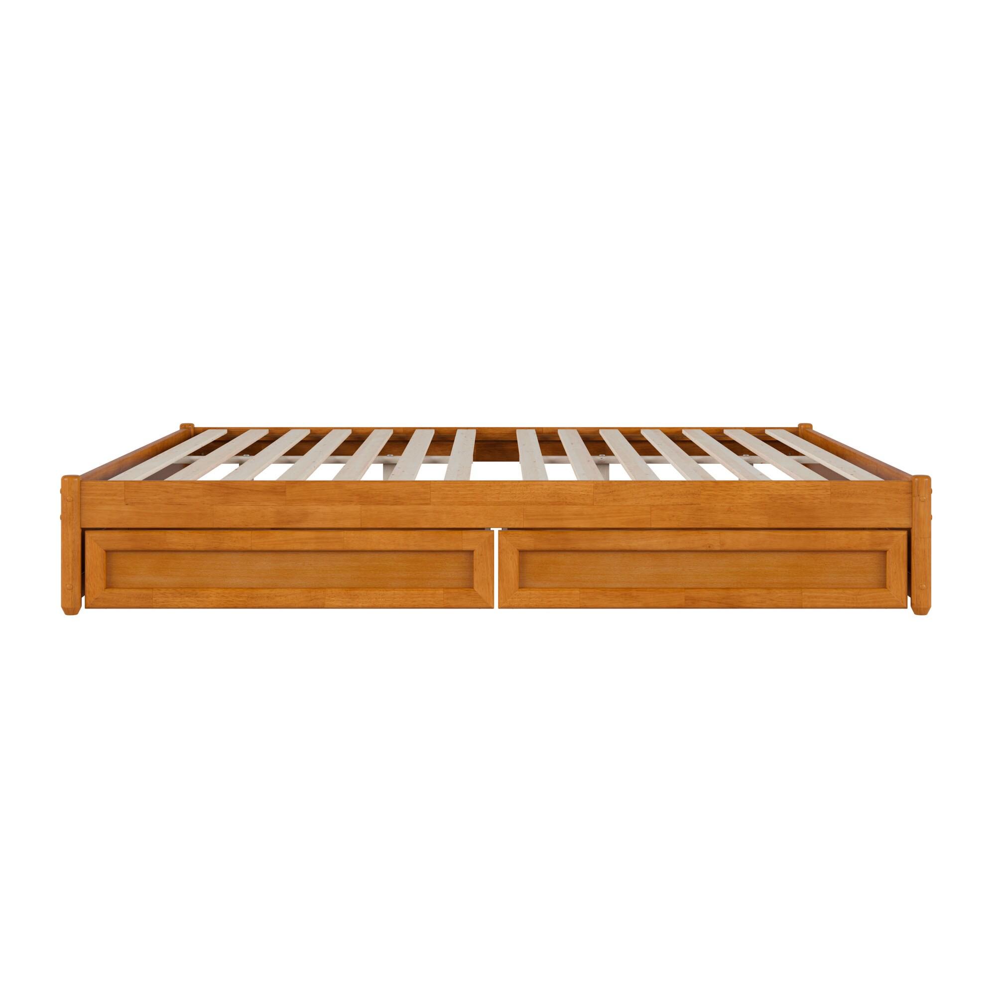 Barcelona Light Toffee King Wood Frame Platform Bed with Storage Drawers