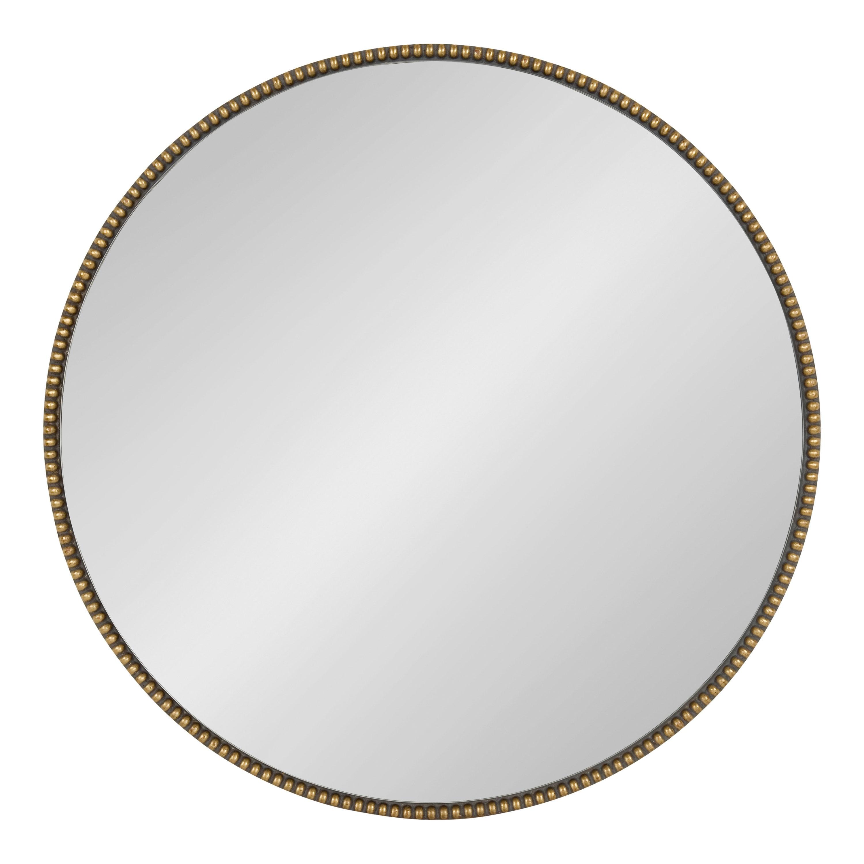 Gwendolyn Round Gold Beaded Wall Mirror, 23.6-Inch