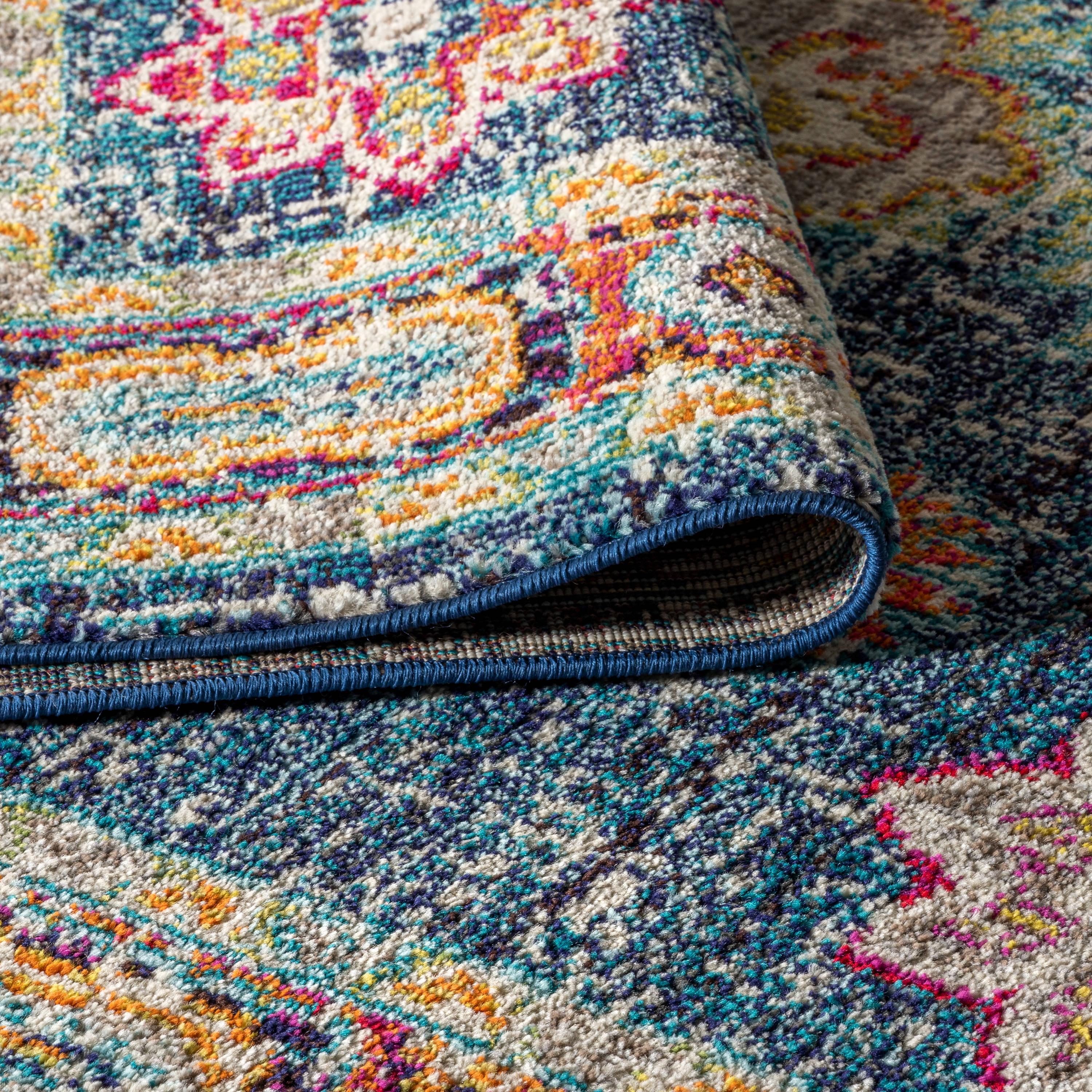 JONATHAN Y Bohemian FLAIR Boho Vintage Medallion Navy/Red 8 ft. x 10 ft. Area Rug