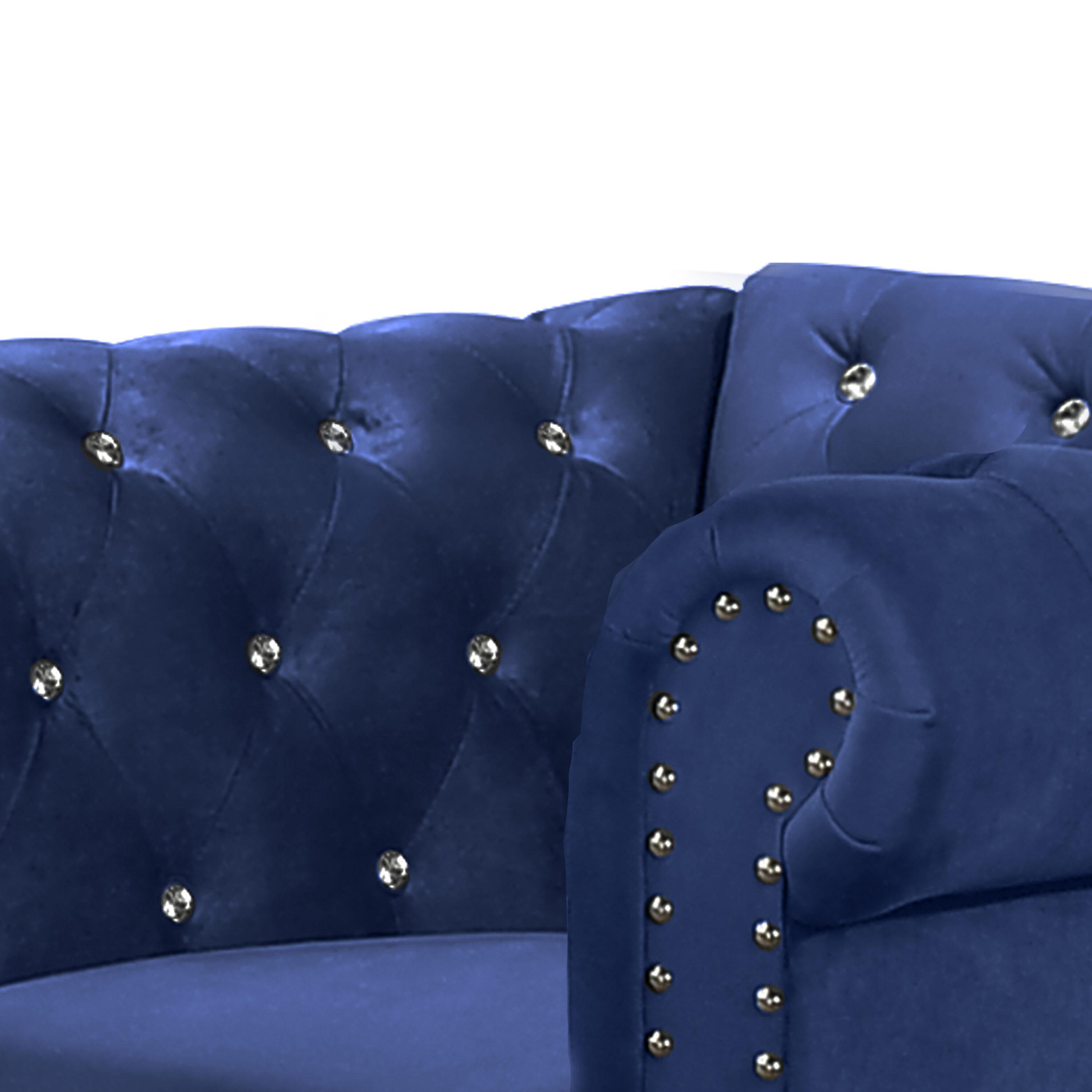 New Classic Furniture Emma Crystal Velvet Fabric Chair in Royal Blue