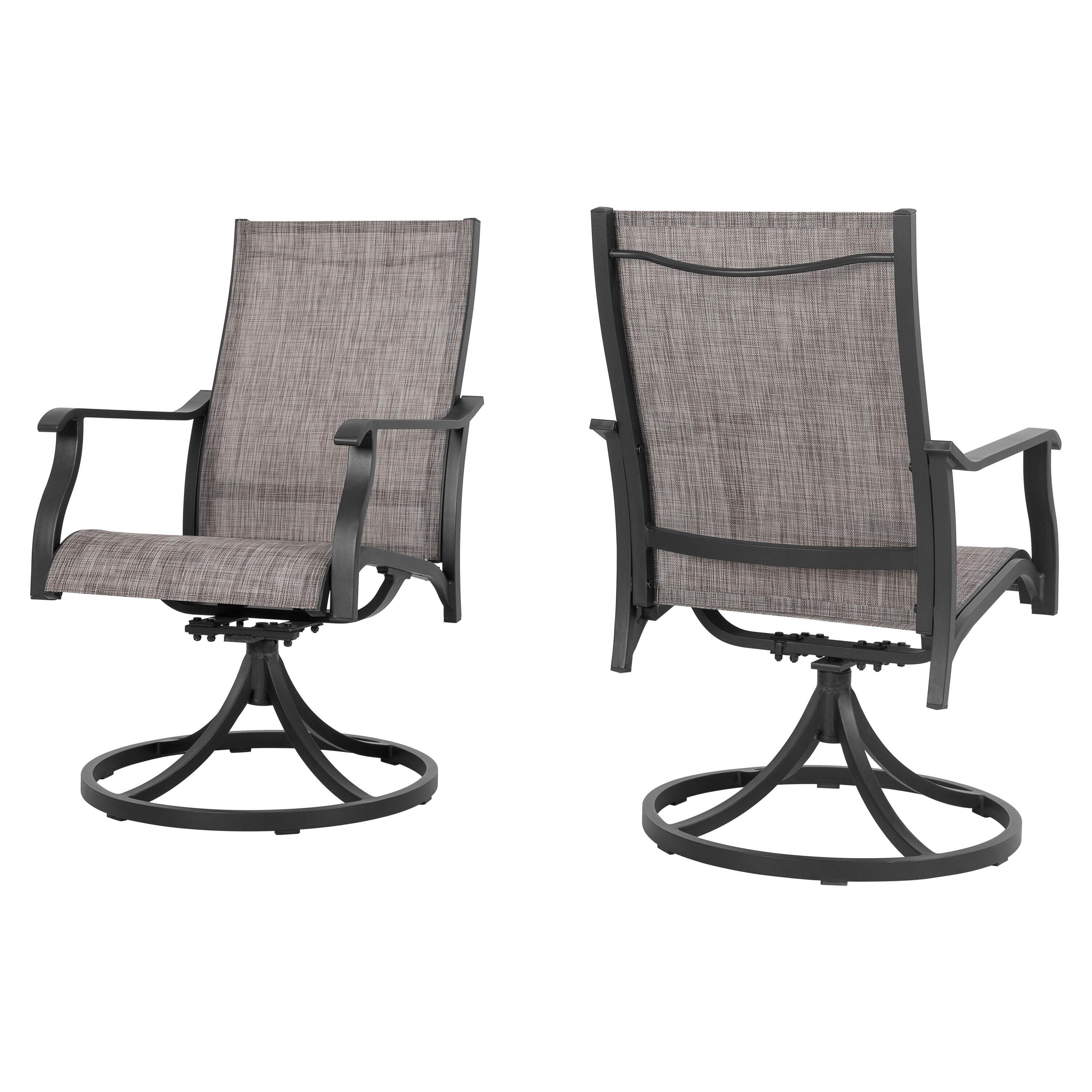 Nuu Garden Swivel Patio Chair Set of 2, All-Weather Textilene Outdoor Dining Chairs with High Back, Outdoor Dining Chair Set, Grayish Brown