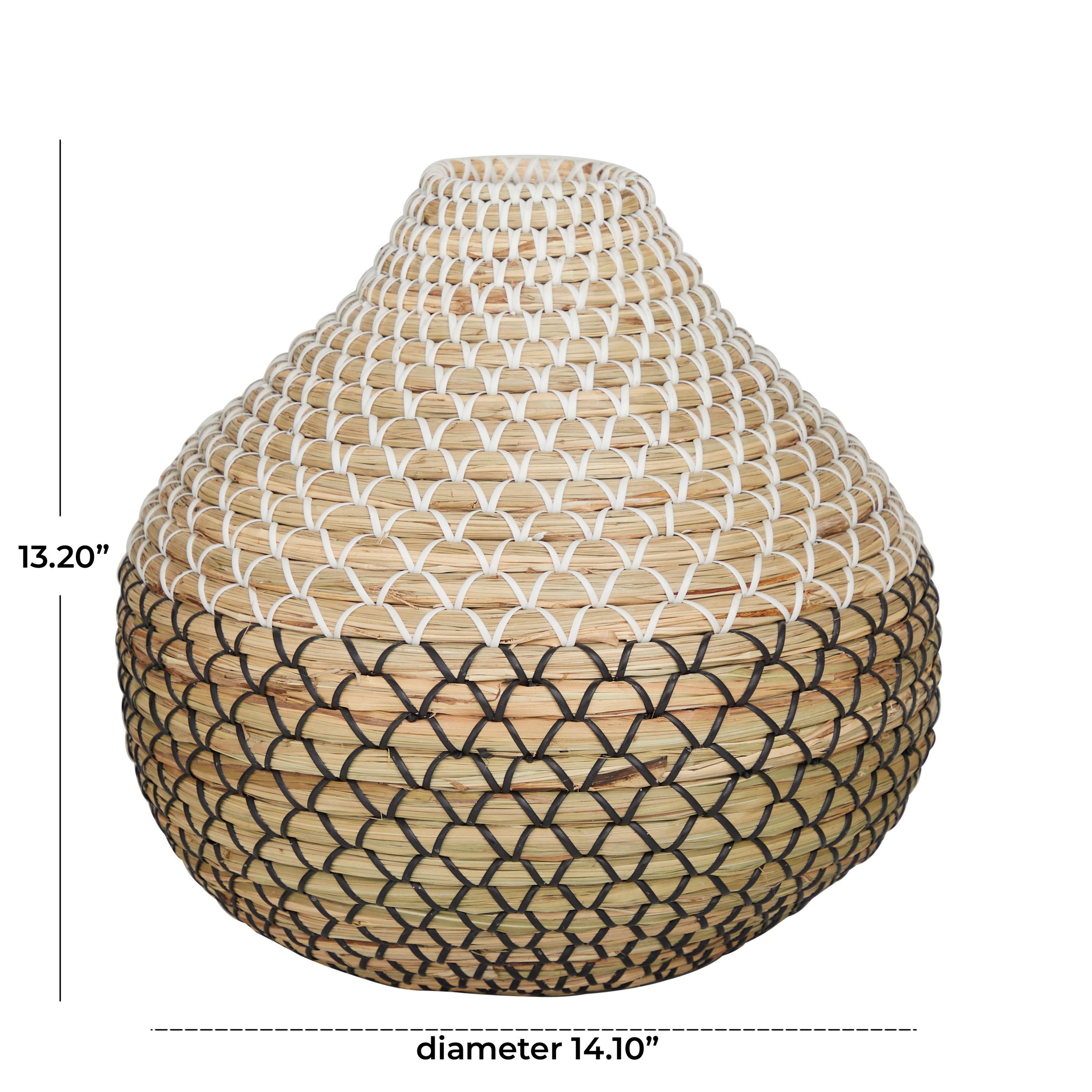 DecMode 13" Handmade Woven Brown Seagrass Vase