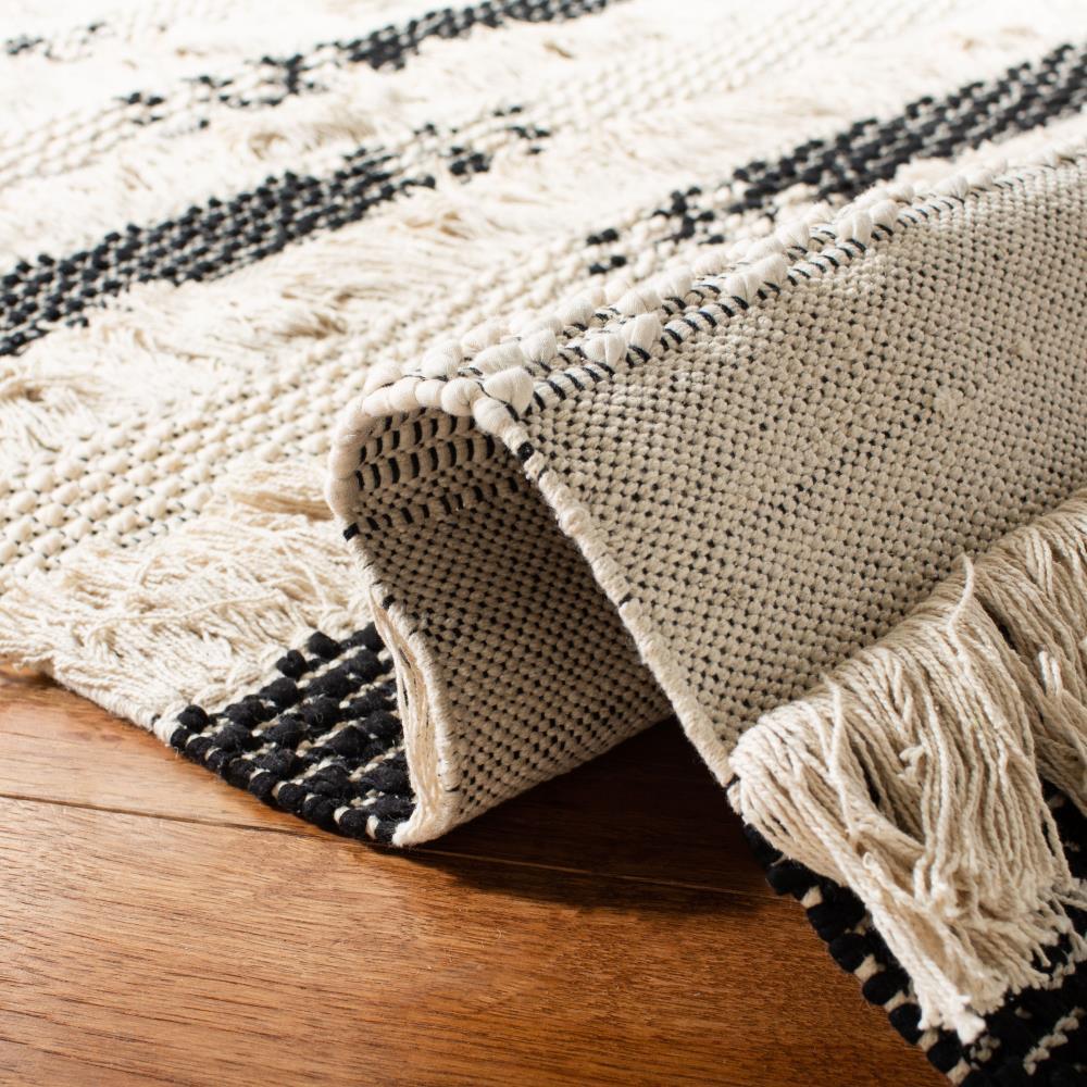 Gracie Oaks Jessen Natura Hand Woven Cotton Striped Rug