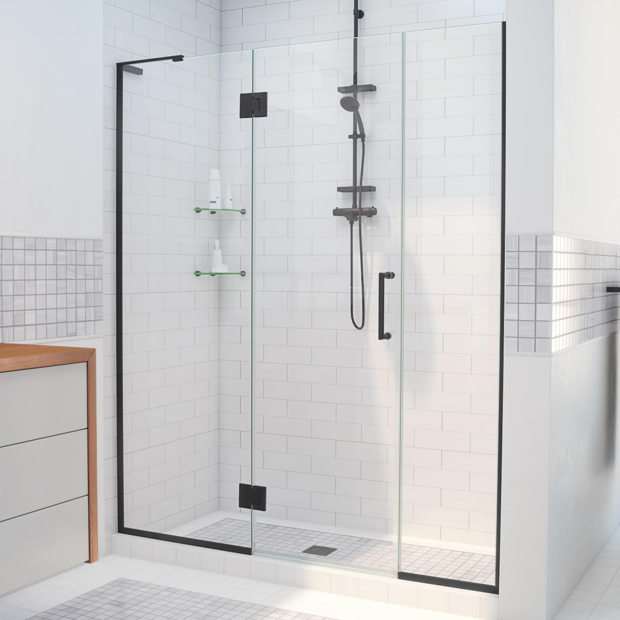 Unidoor-X 47.5" W x 72 " H Hinged FramelessShower Door with Fixed Panel