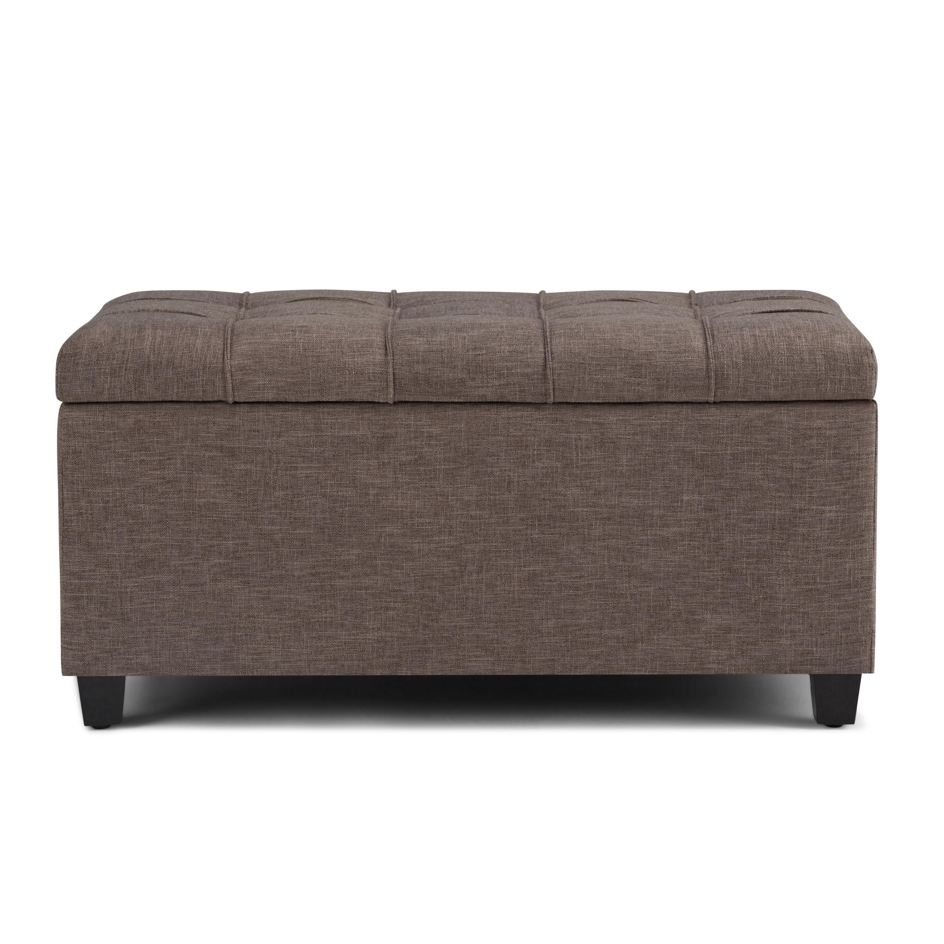 Simpli Home Sienna 33"W Upholstered Storage Ottoman Bench with Lift-Up Tufted Top