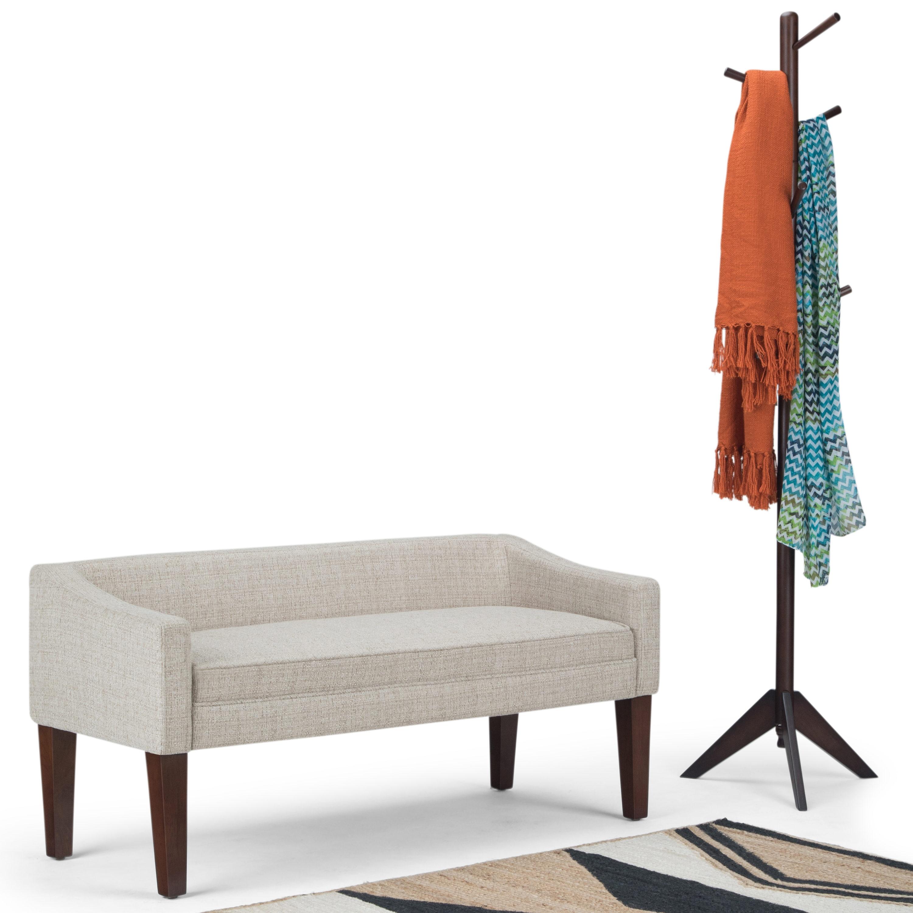 Simpli Home Parris Polyester Upholstered Bench
