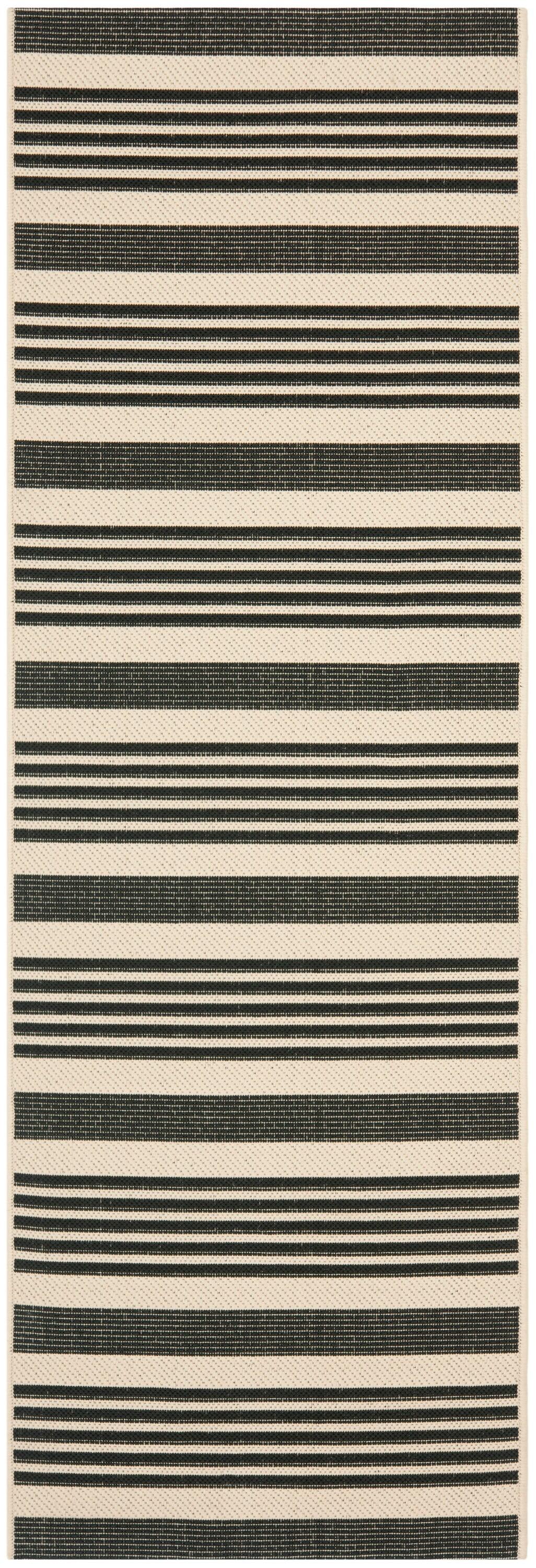 Courtyard CY6062 Power Loomed Indoor/Outdoor Runner Rug - Black/Bone - 2'3"x6'7" - Safavieh.