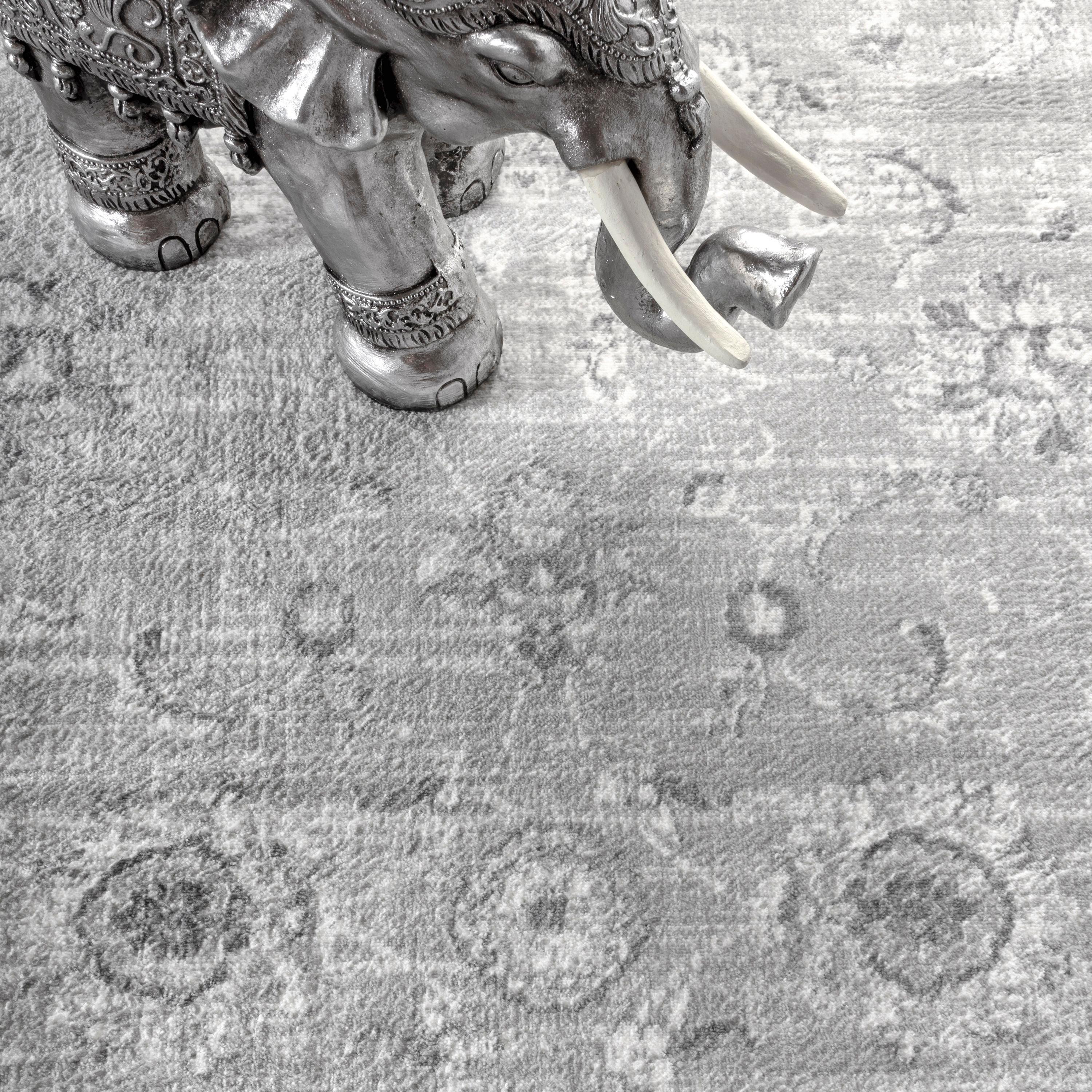 4'x6' Modern Persian Vintage Area Rug, Light Grey - JONATHAN Y