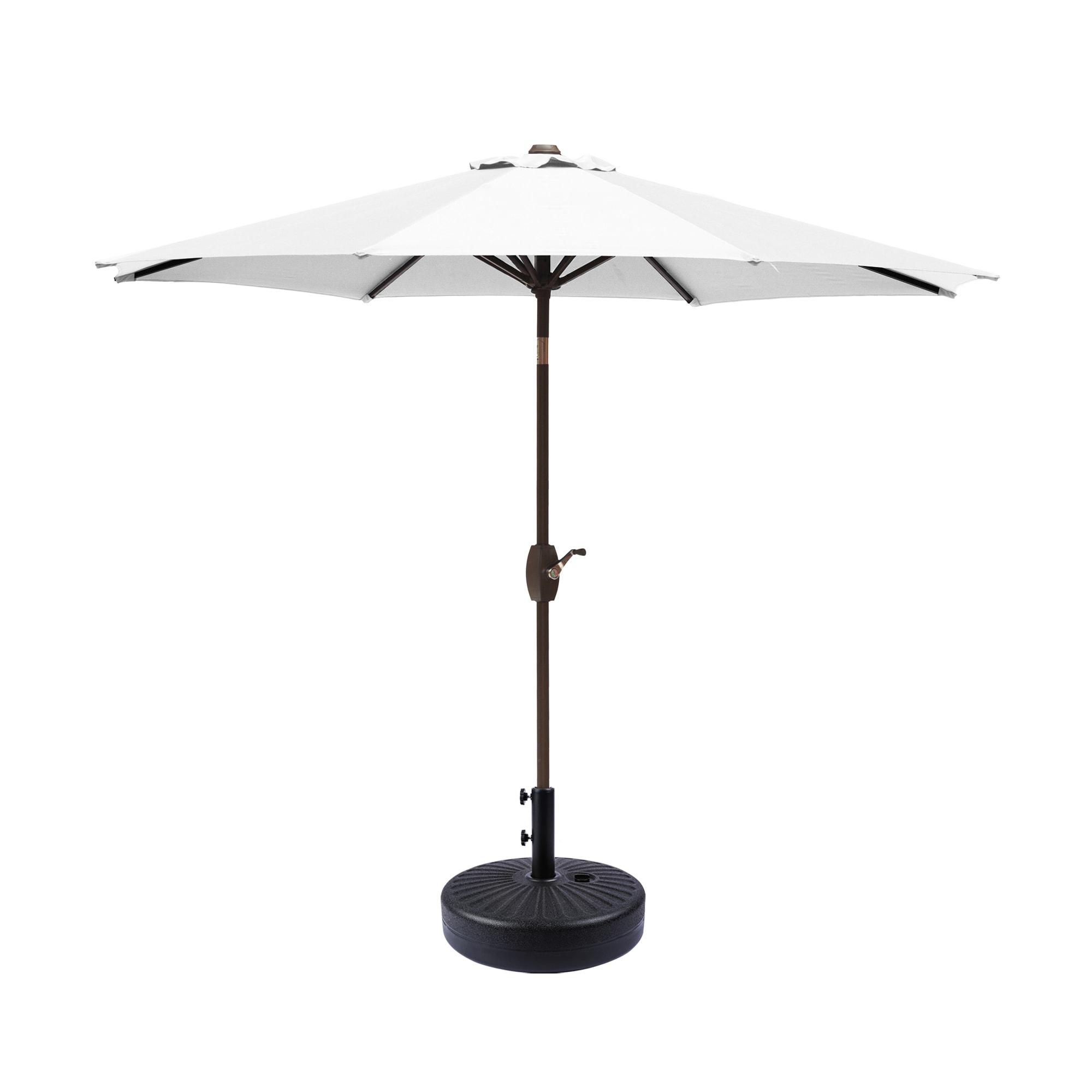 White 9 Ft Steel Outdoor Patio Umbrella with Black Base