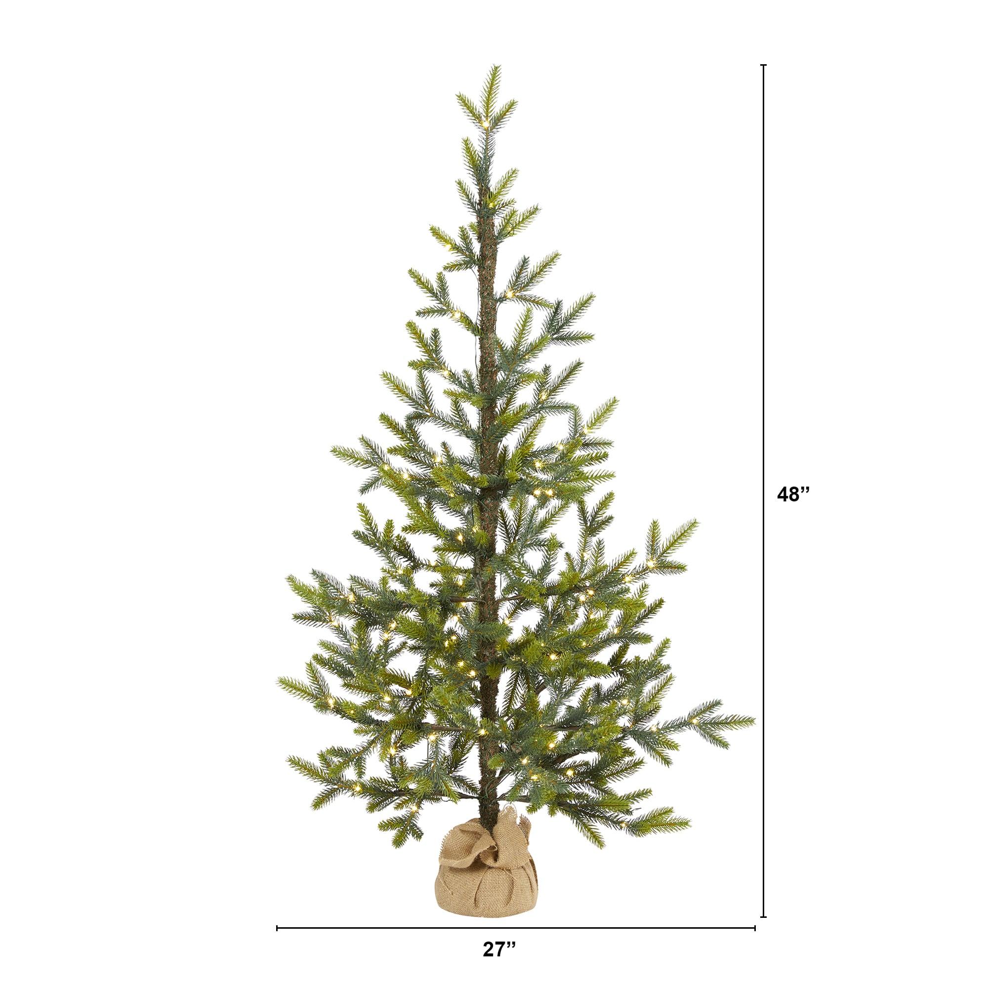 Nearly Natural 4' Green Fir Artificial Christmas Tree Prelit 100 Clear LED Lights