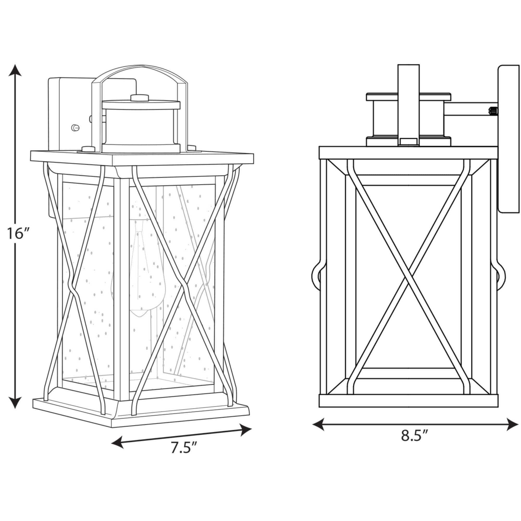 Progress Lighting Barlowe 1-Light Small Wall Lantern in Antique Bronze with Clear Seeded Glass Shade