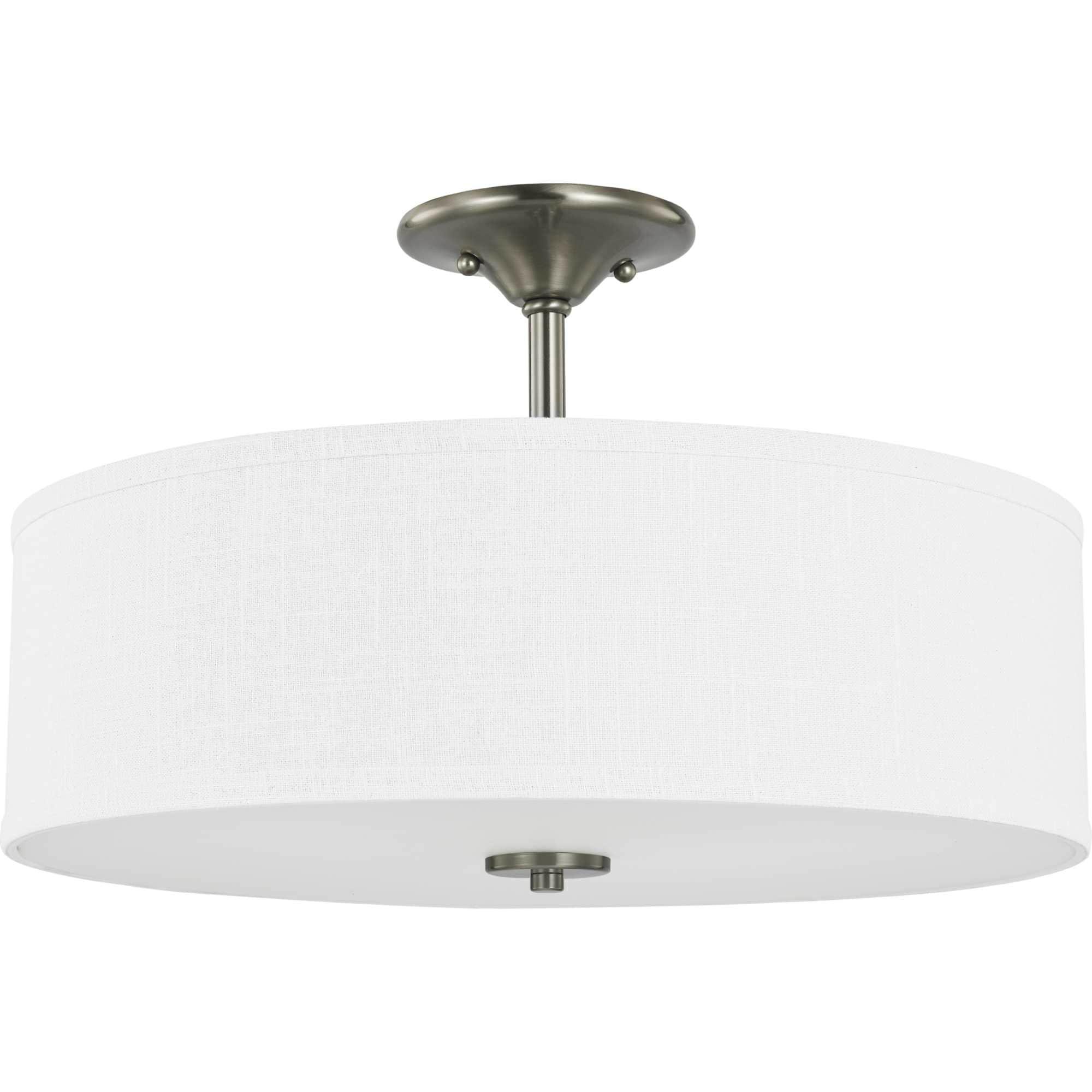 Progress Lighting Inspire Collection 3-Light Semi-Flush Mount, Brushed Nickel, Summer Linen Shade