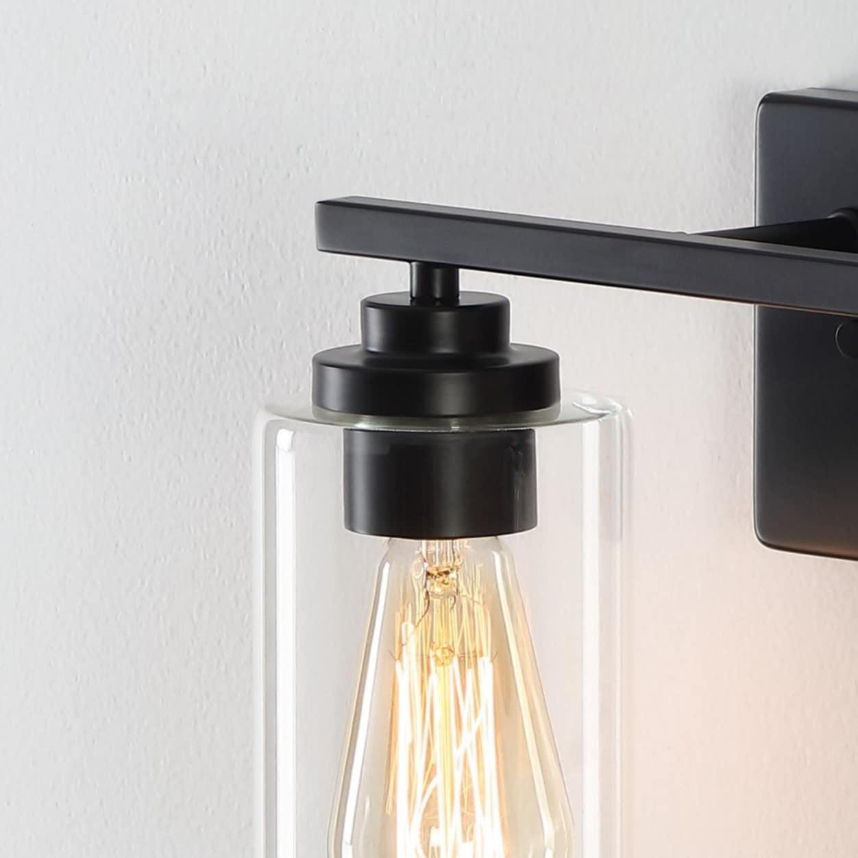 Kawoti  2-Light Dimmable Bathroom Vanity Light with Clear Glass Shade Black