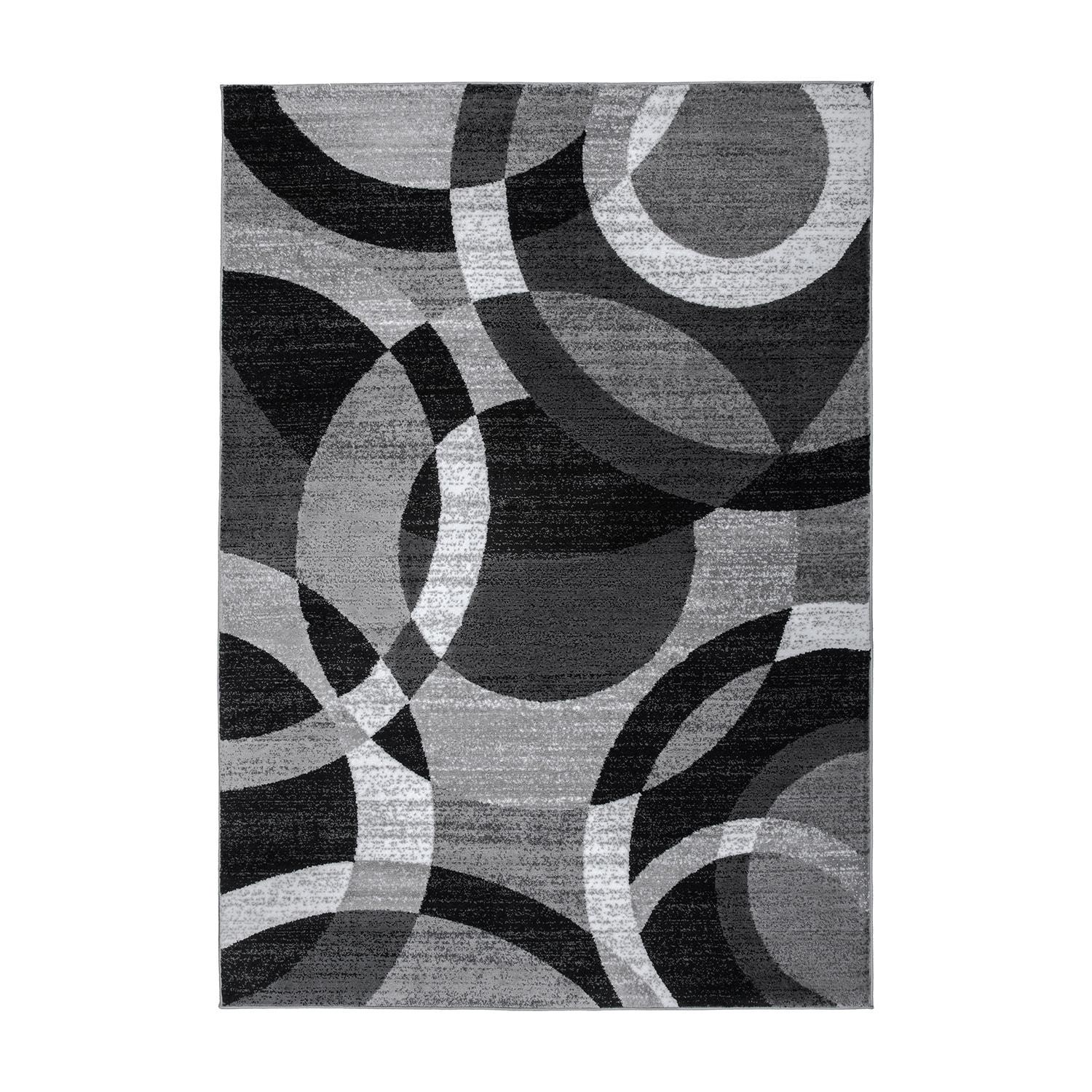 World Rug Gallery Geometric Circles Gray 7'10" x 10'2" Indoor Area Rug