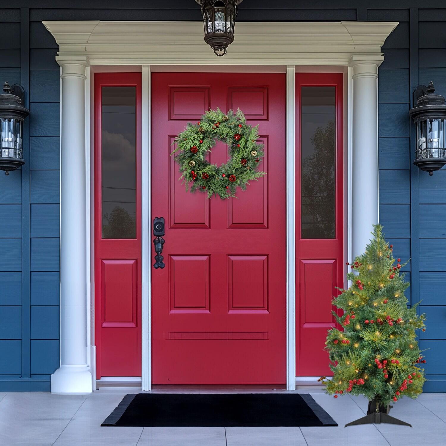Fraser Hill Farm 2-ft. Newberry Pine Artificial Tree with Battery-Operated LED String Lights