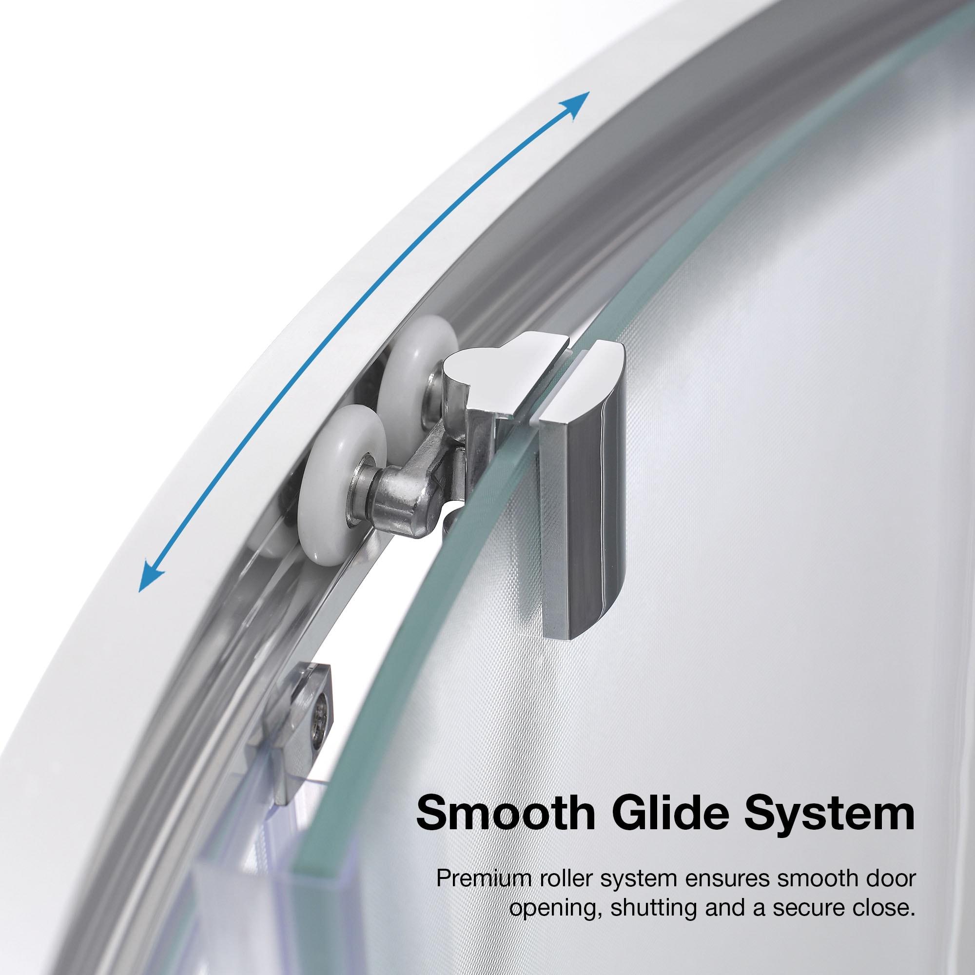 Ove Decors OVE Decors Breeze Premium 33 in. Round Shower Kit w/ Frosted, Base in Chrome Finish BREEZE 32 FROSTED GLASS KIT