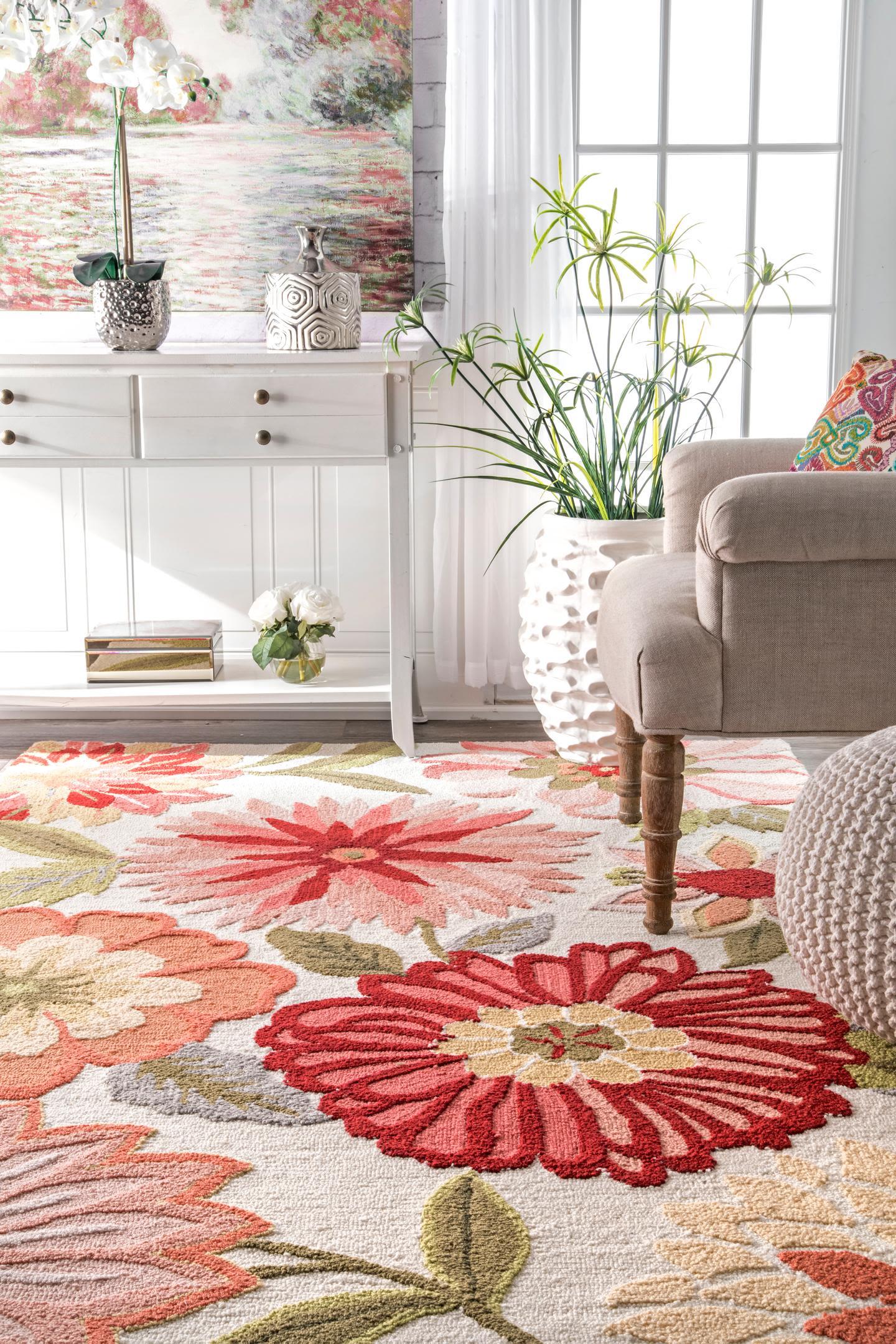Nuloom Palm Springs Floral 8x10 Indoor Area Rug for Living Room Bedroom Dining Room Kitchen, Pink/Multicolor