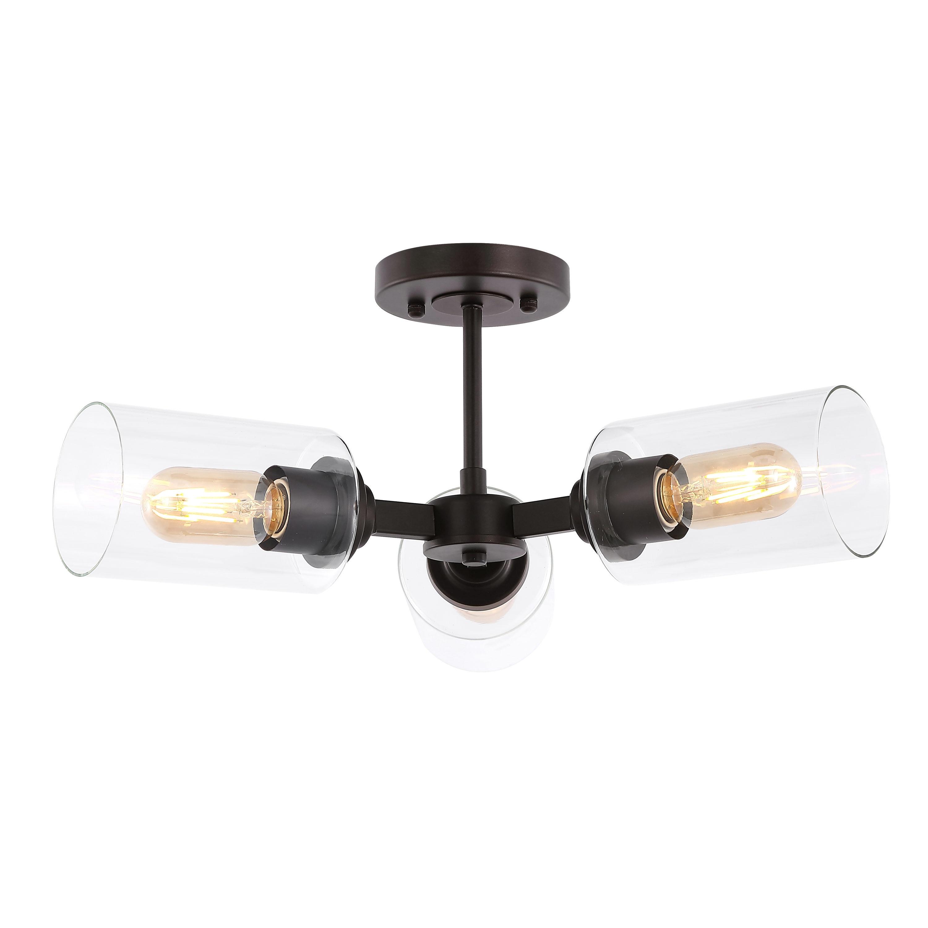 JONATHAN  Y Jaymes 20" Iron Cylinder Industrial Transitional 1 -Light 20.0-in Oil rubbed Bronze Semi Flush Mount Light
