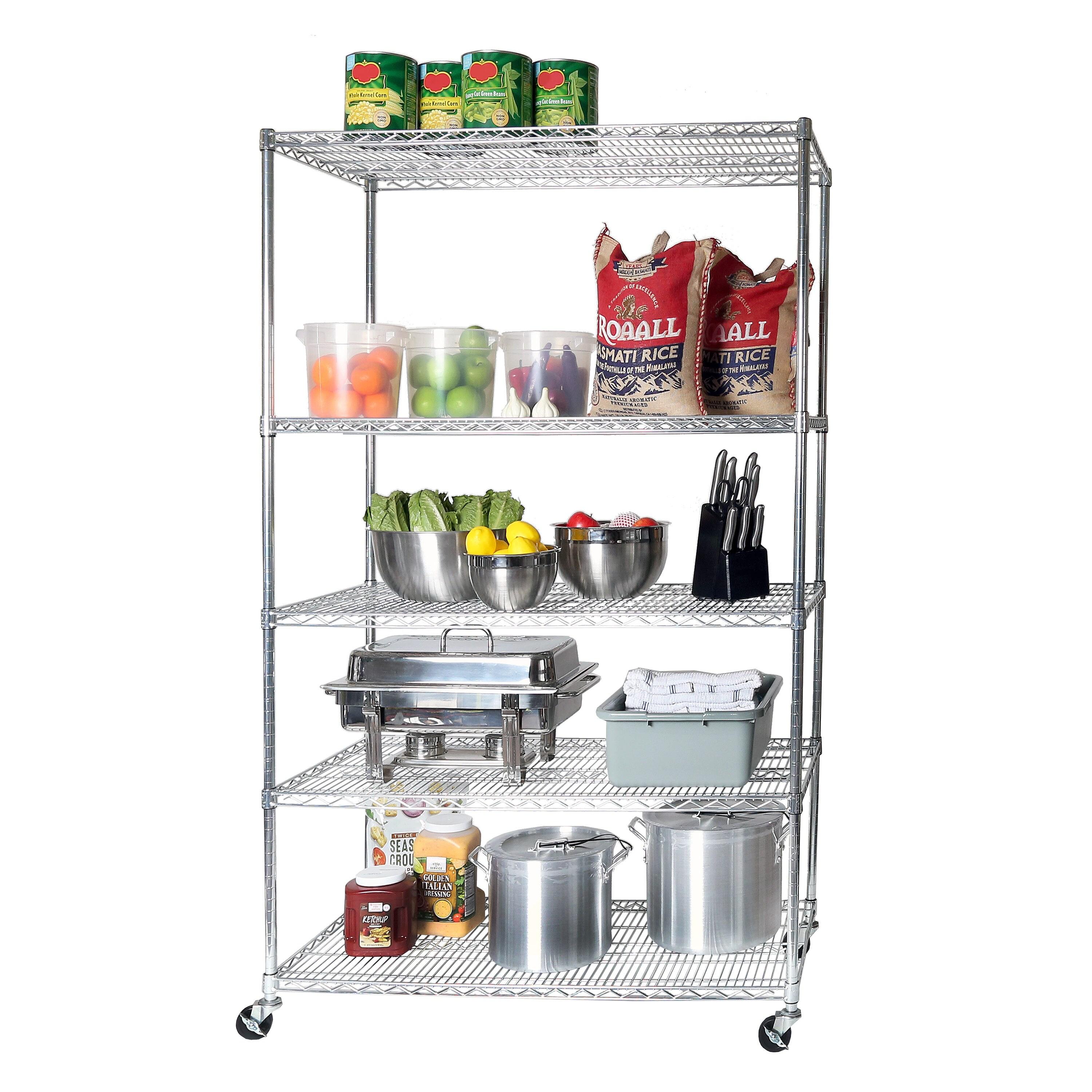 UltraDurable 24" D 5-Tier NSF-Certified Steel Shelving with Wheels