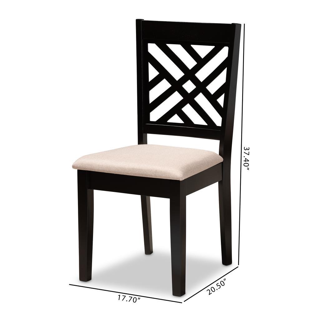 2pc Caron Upholstered Wood Dining Chair Set Sand Brown/Espresso - Baxton Studio: Modern Cut-Out Back, Polyester, Rubberwood Frame
