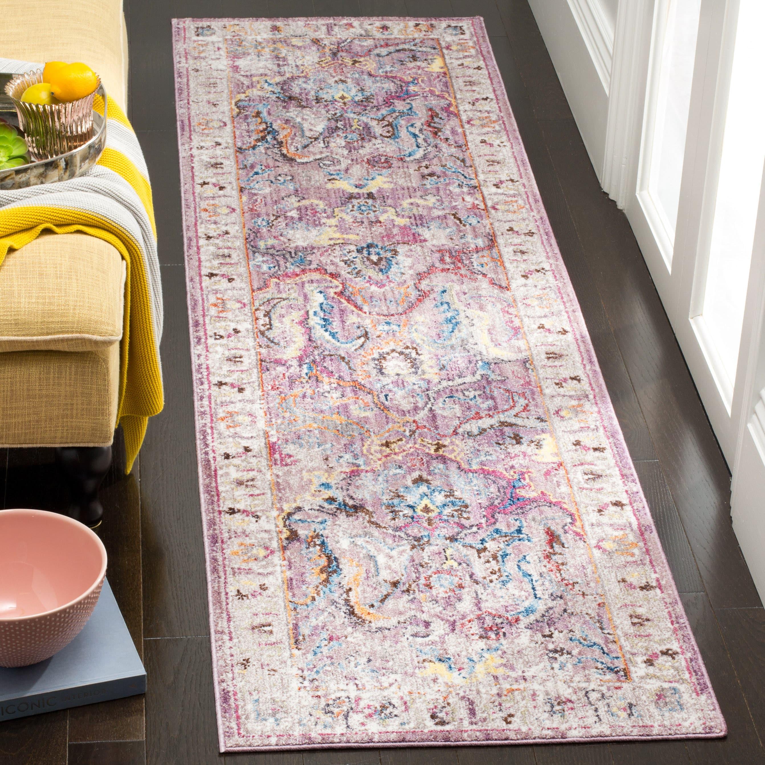 Safavieh Bristol Gretchen 2 x 6 (ft) Loomed Polyester Lavender/Light Gray Rectangular Indoor Distressed/Overdyed Vintage Runner rug