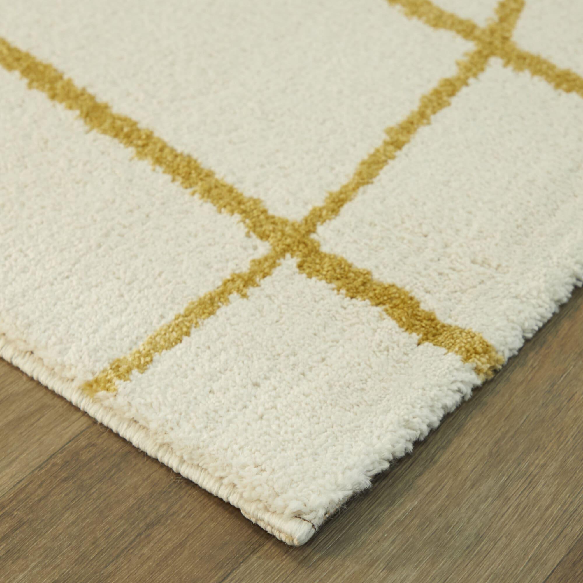 Descartes Abstract Modern Area Rug Mustard 6'7" x 9' 6' x 9' Ivory
