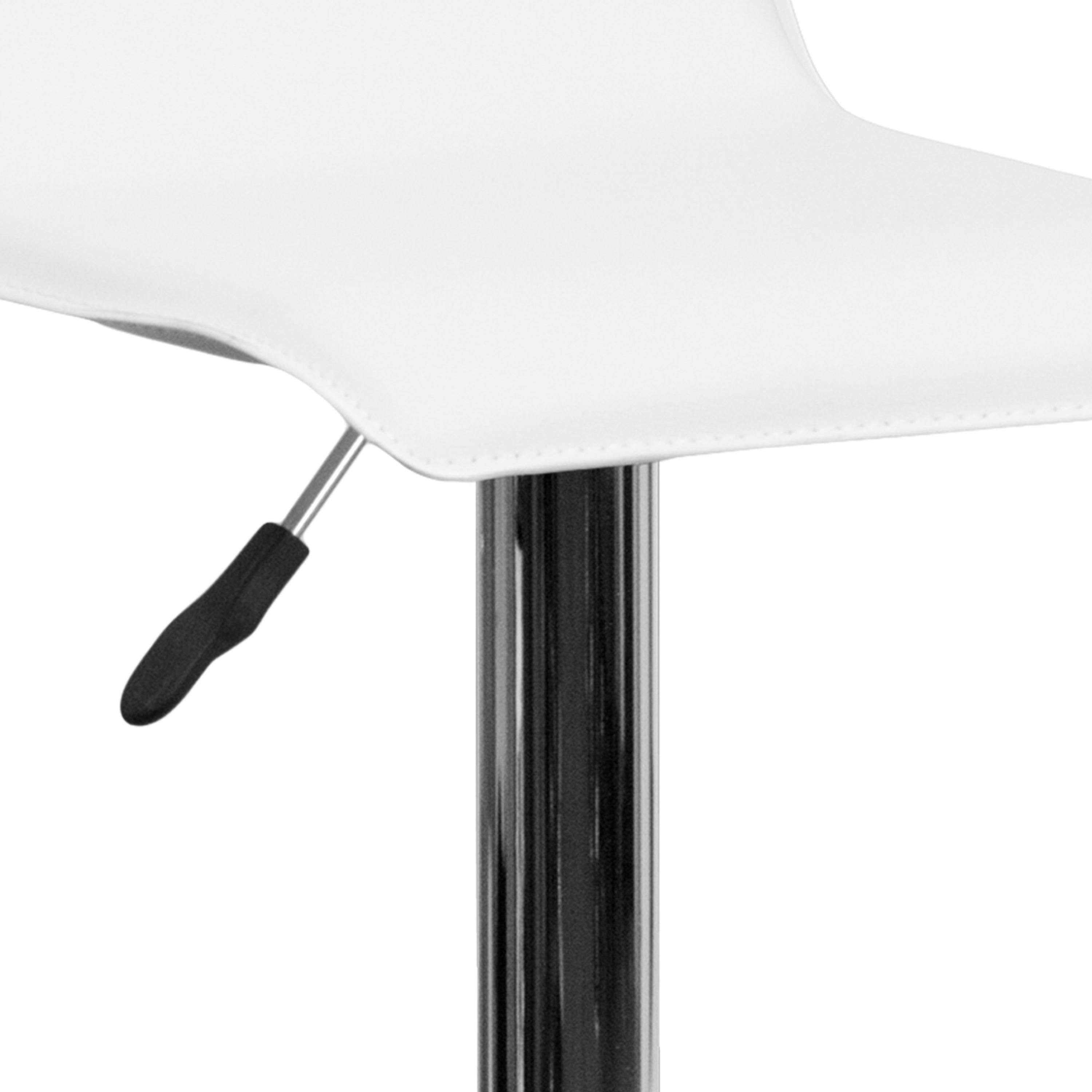 Flash Furniture Contemporary White Vinyl Adjustable Height Barstool with Solid Wave Seat and Chrome Base