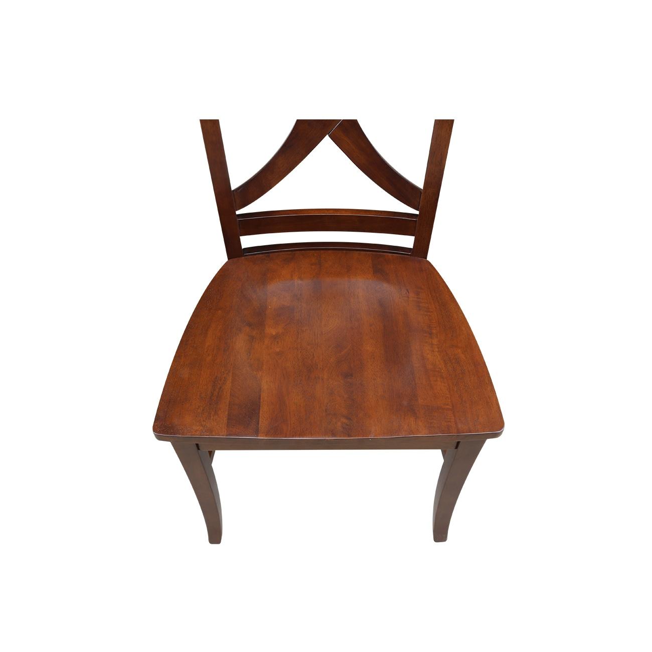 Set of 2 Vineyard Curved X-Back Chairs Espresso - International Concepts: Hardwood Frame, 250lb Capacity
