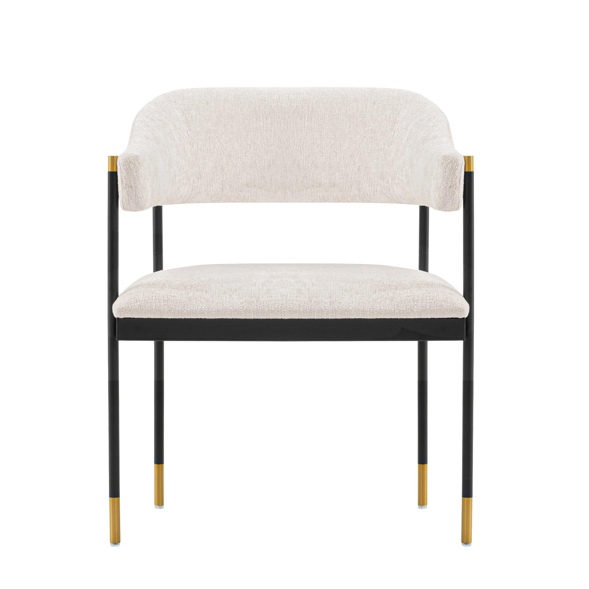 Lia Modern Boucle Upholstered Dining Armchair Cream - Manhattan Comfort