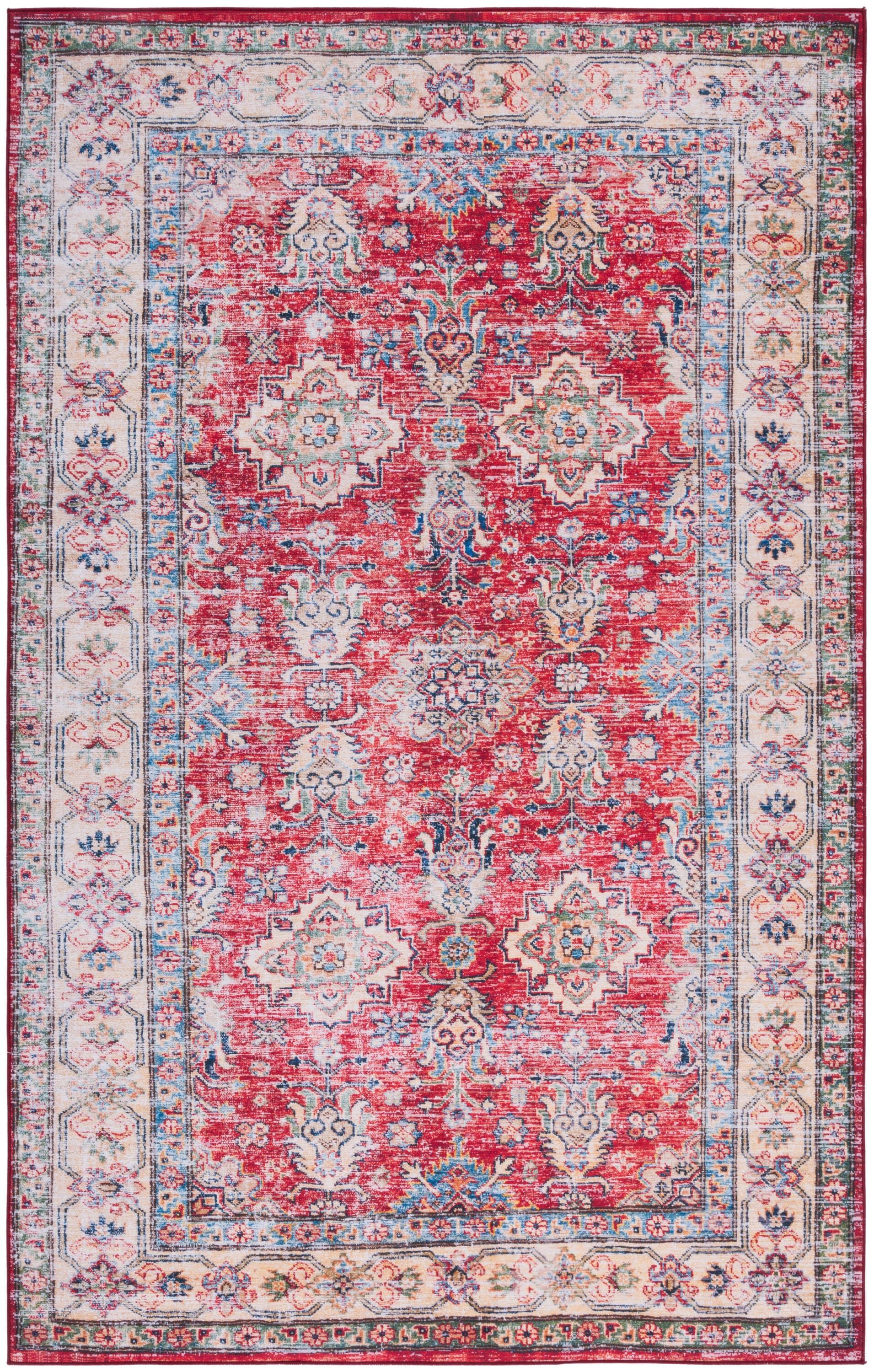 Tucson Vintage Persian TSN196 Power Loomed Machine Washable Skid-Resistant Indoor Area Rug - Rust/Beige - 9'x12' - Safavieh