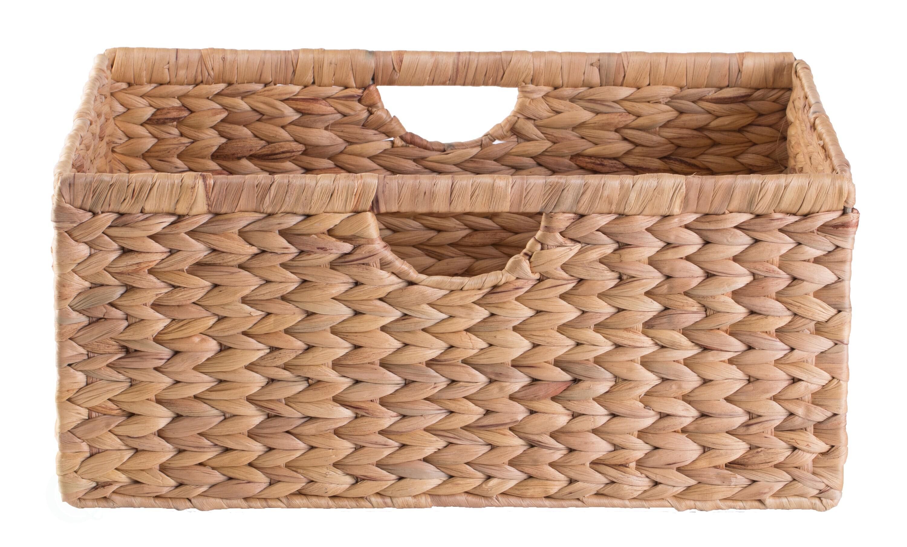 Vintiquewise Medium Hyacinth Basket - Rustic Handwoven Multipurpose Foldable Storage Organizer Decorative Laundry Totes and Woven Storage Bin for Bedroom, Living Room, Bathroom, Pantry and Closet