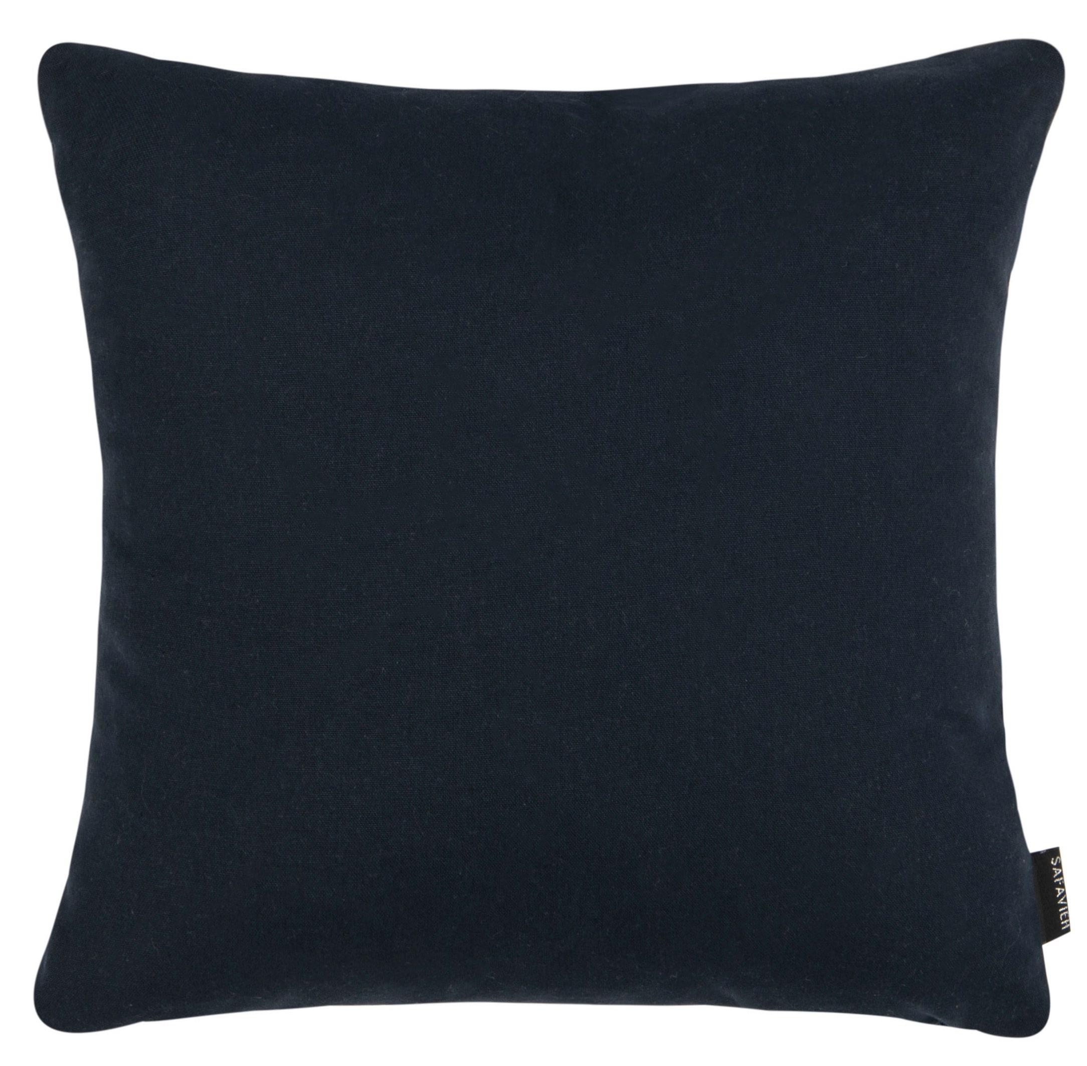 SAFAVIEH Madelyn 16" x 16" Dark Striped Plush Pillow, Deep Blue/White