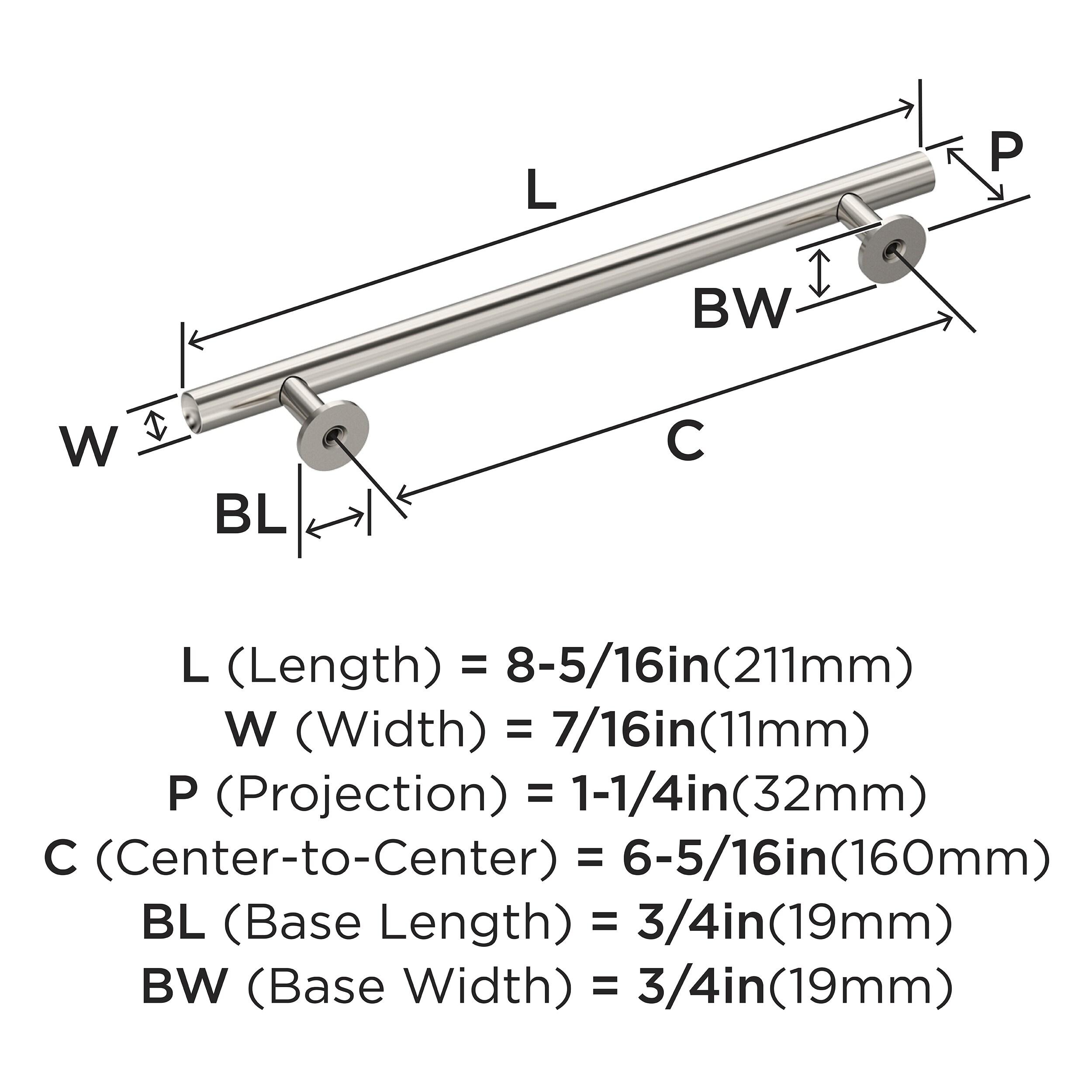 Amerock Radius 6-5/16 inch (160mm) Center-to-Center Polished Nickel Cabinet Pull