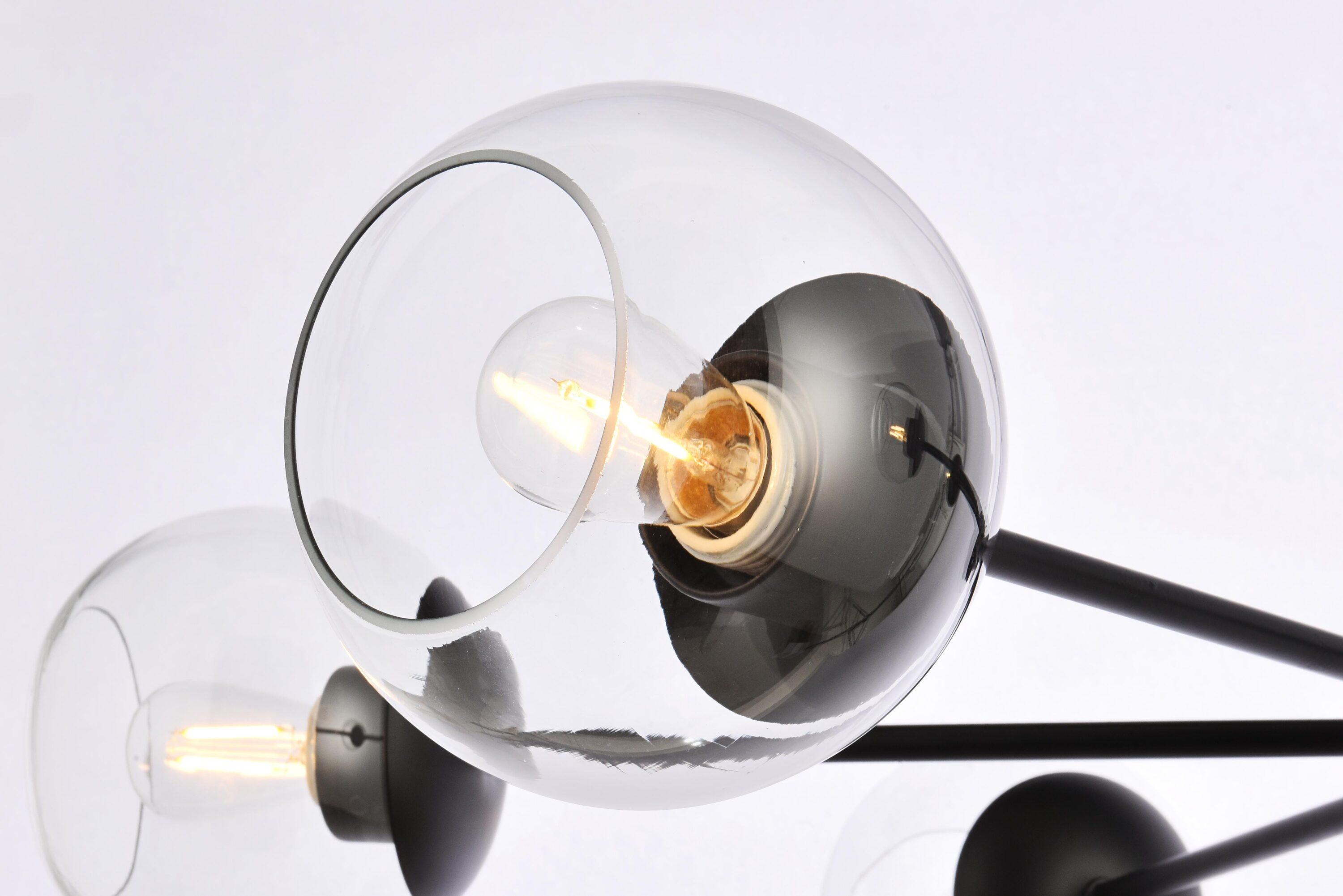 Elegant Lighting Briggs 30 inch pendant in black with clear shade