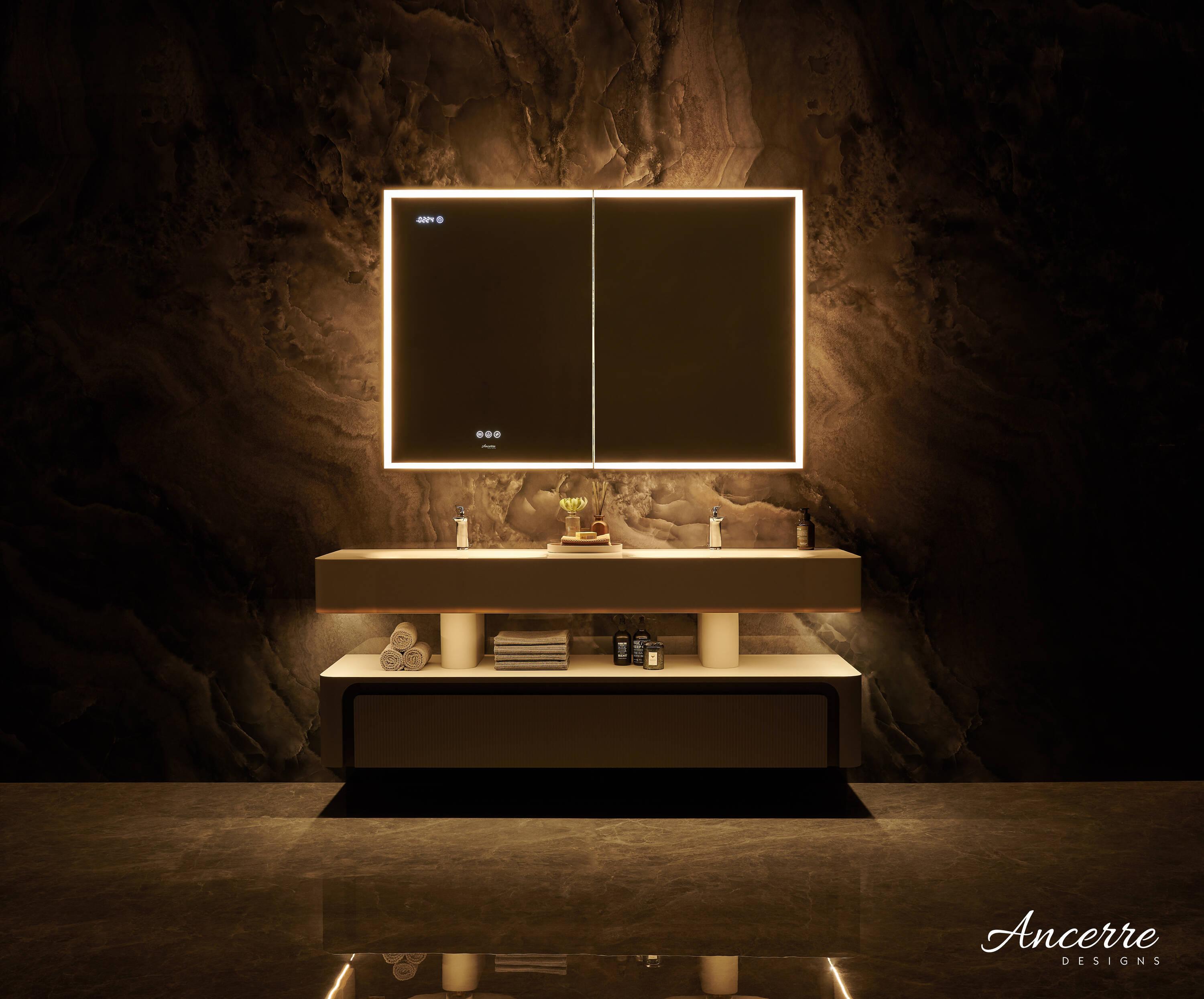 Ancerre Designs Pagani LED Mirror Medicine Cabinet With Defogger, Dimmer, Magnifier & USB Outlet