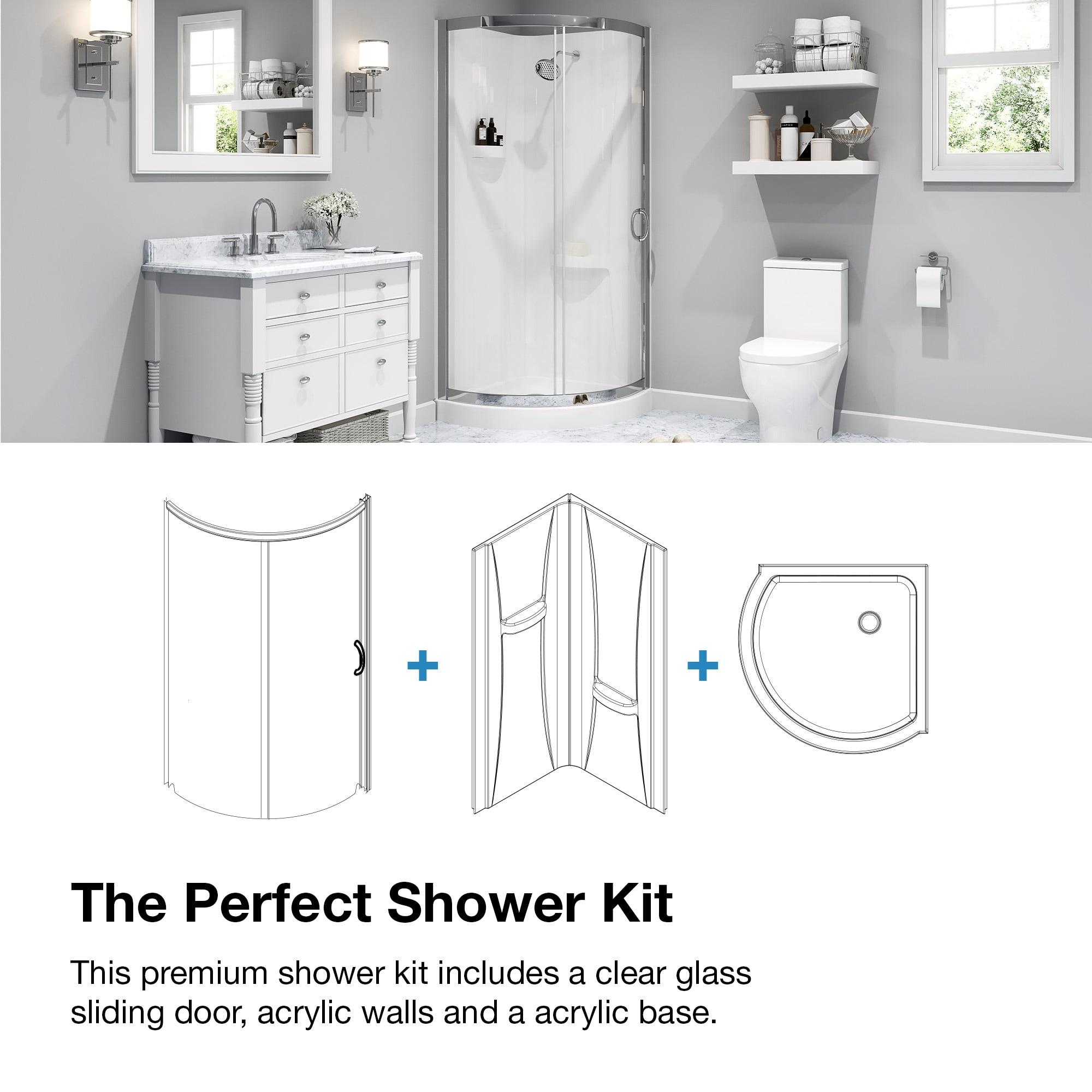 OVE Decors Breeze 44 in. Framed Round Shower Kit w/ Clear Glass, Base, Wall