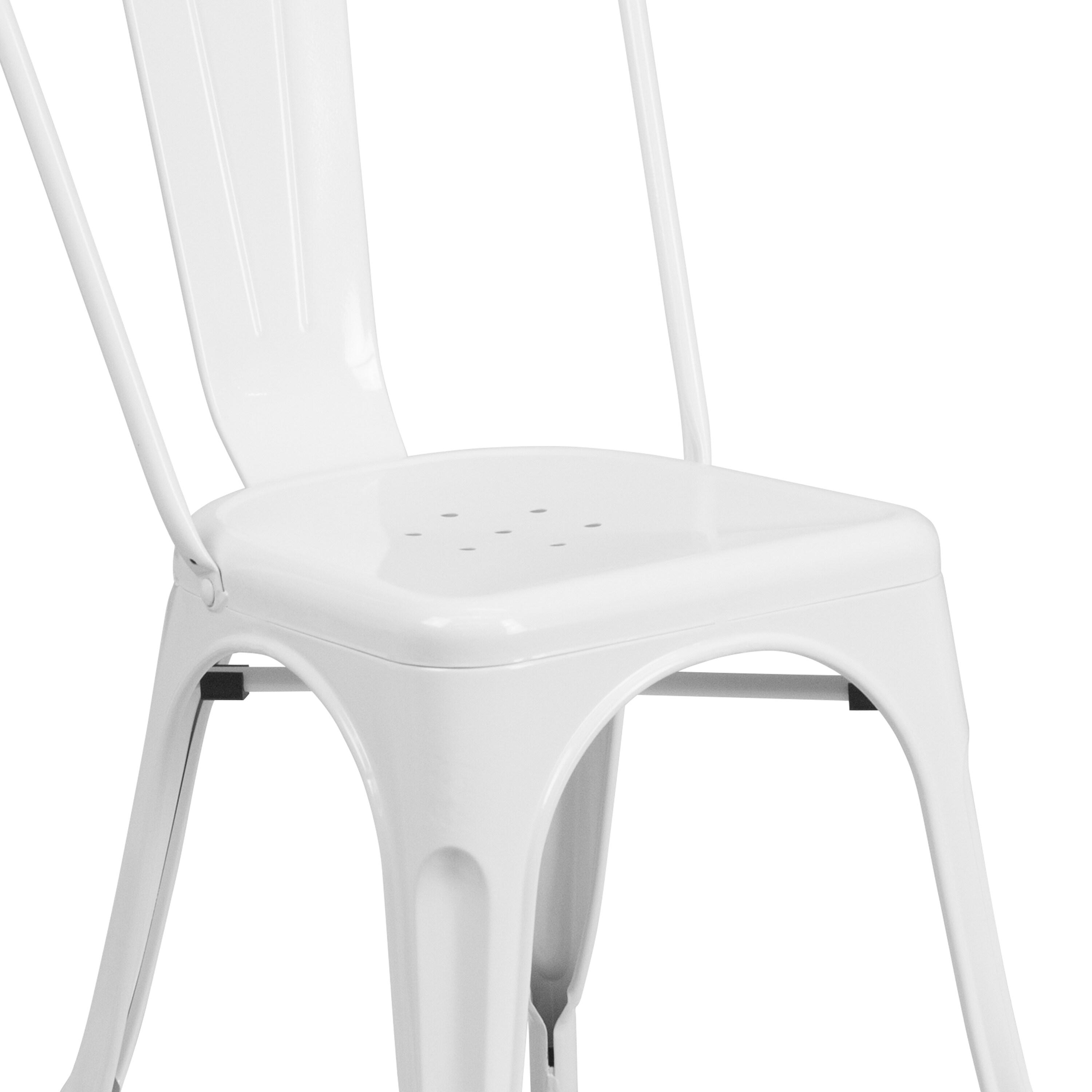 Flash Furniture Commercial Grade White Metal Indoor-Outdoor Stackable Chair