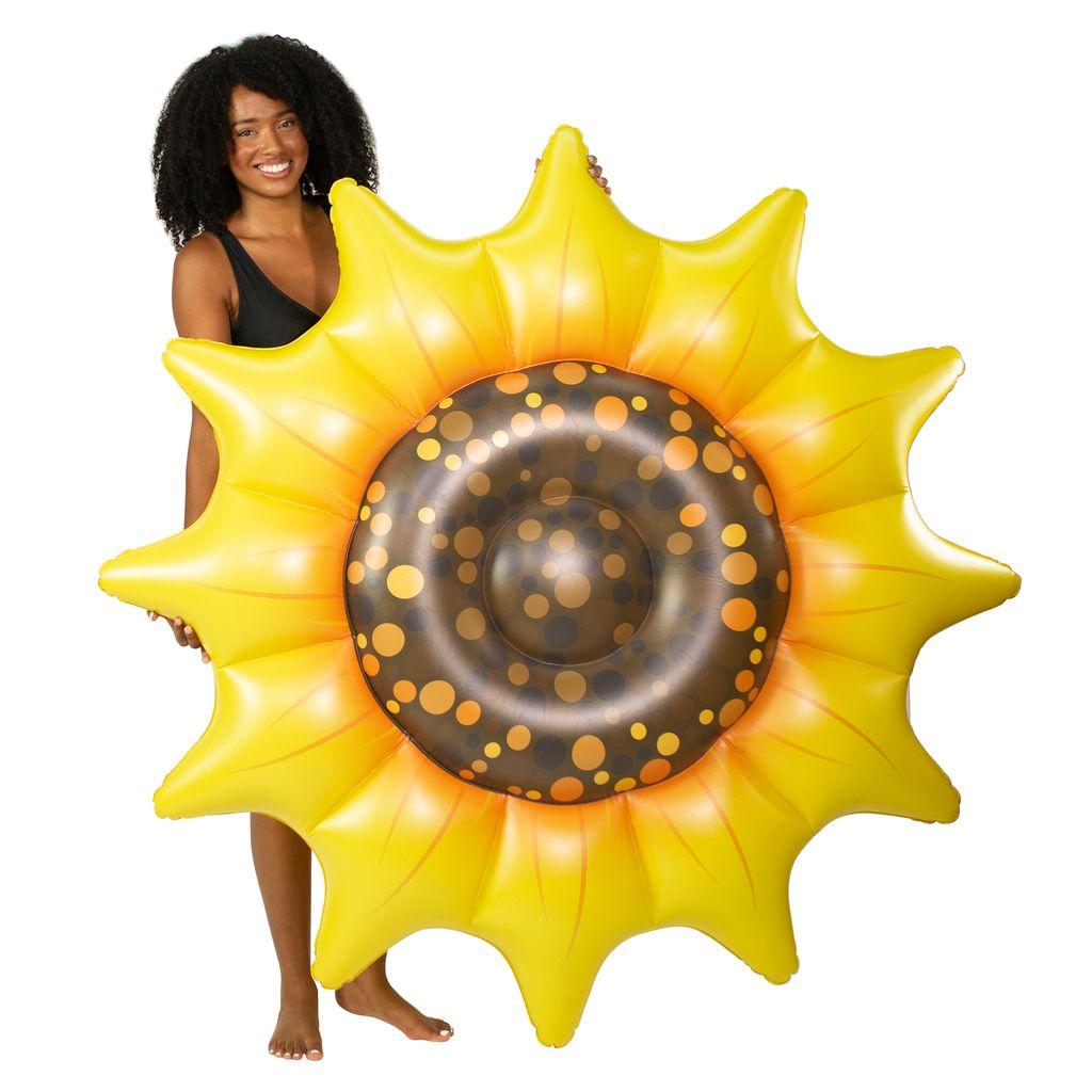 Get Ready for Summer Fun with PoolCandy's Inflatable Sunflower Island Pool Float - Perfect for Parties and Relaxation. The Ultimate Swimming Pool Inflatable Toy.