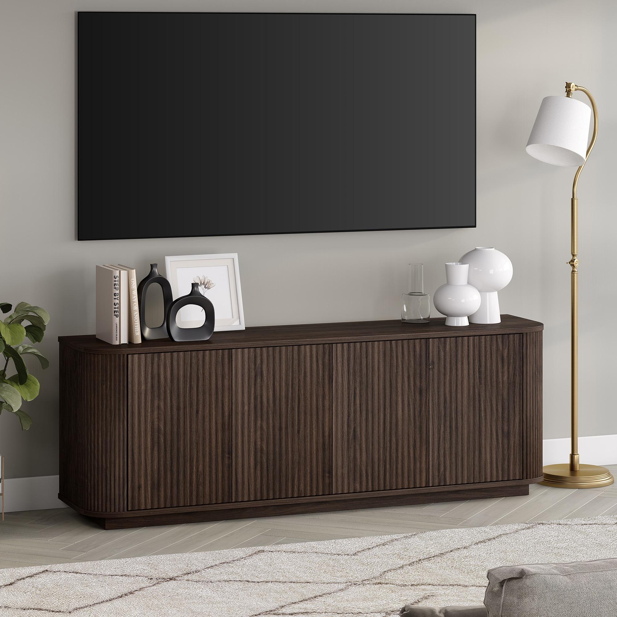 Evelyn&Zoe Canton Transitional TV Stand For TVs up to 75", Alder Brown