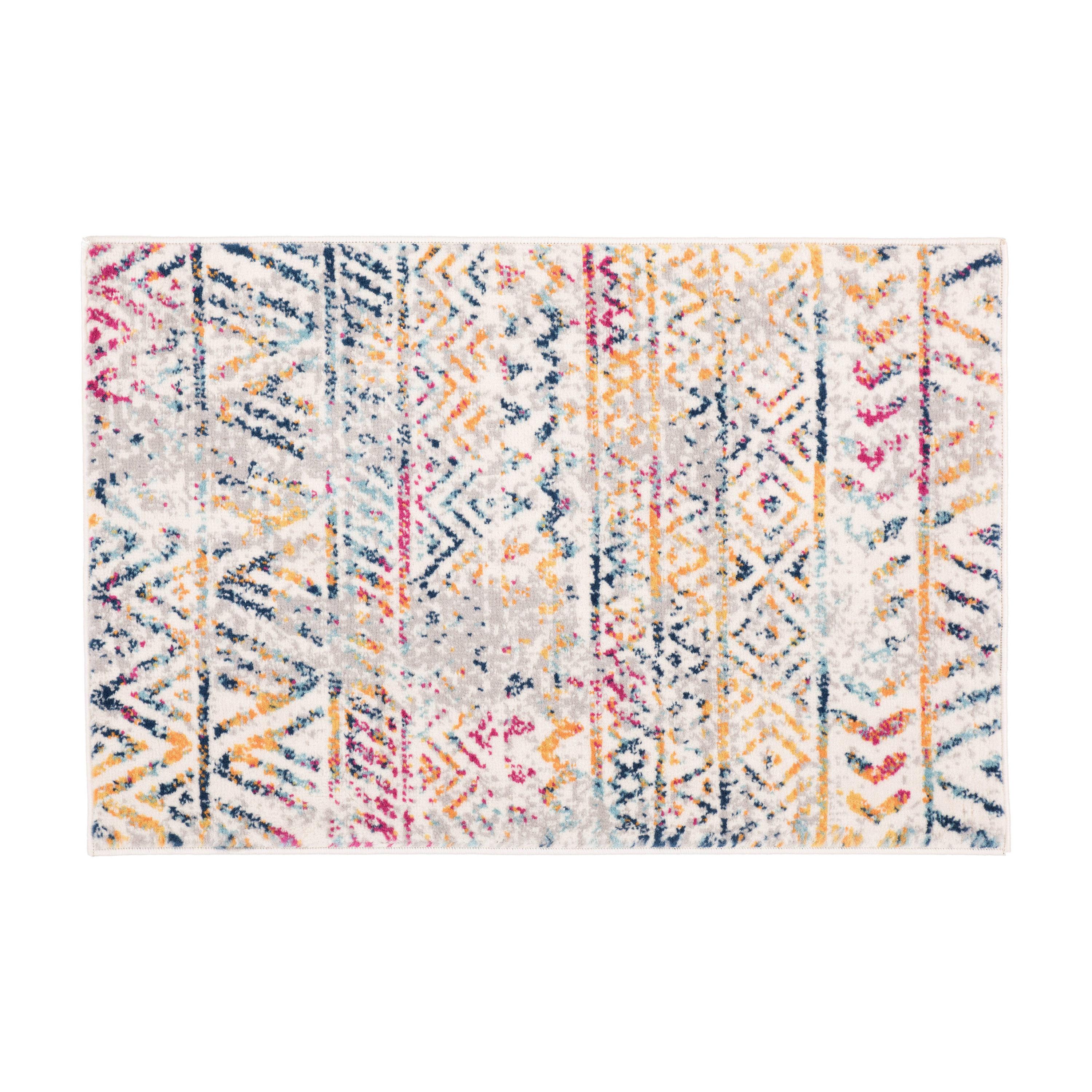 World Rug Gallery Geometric Distressed Bohemian Multicolored 2'x3' Area Rug