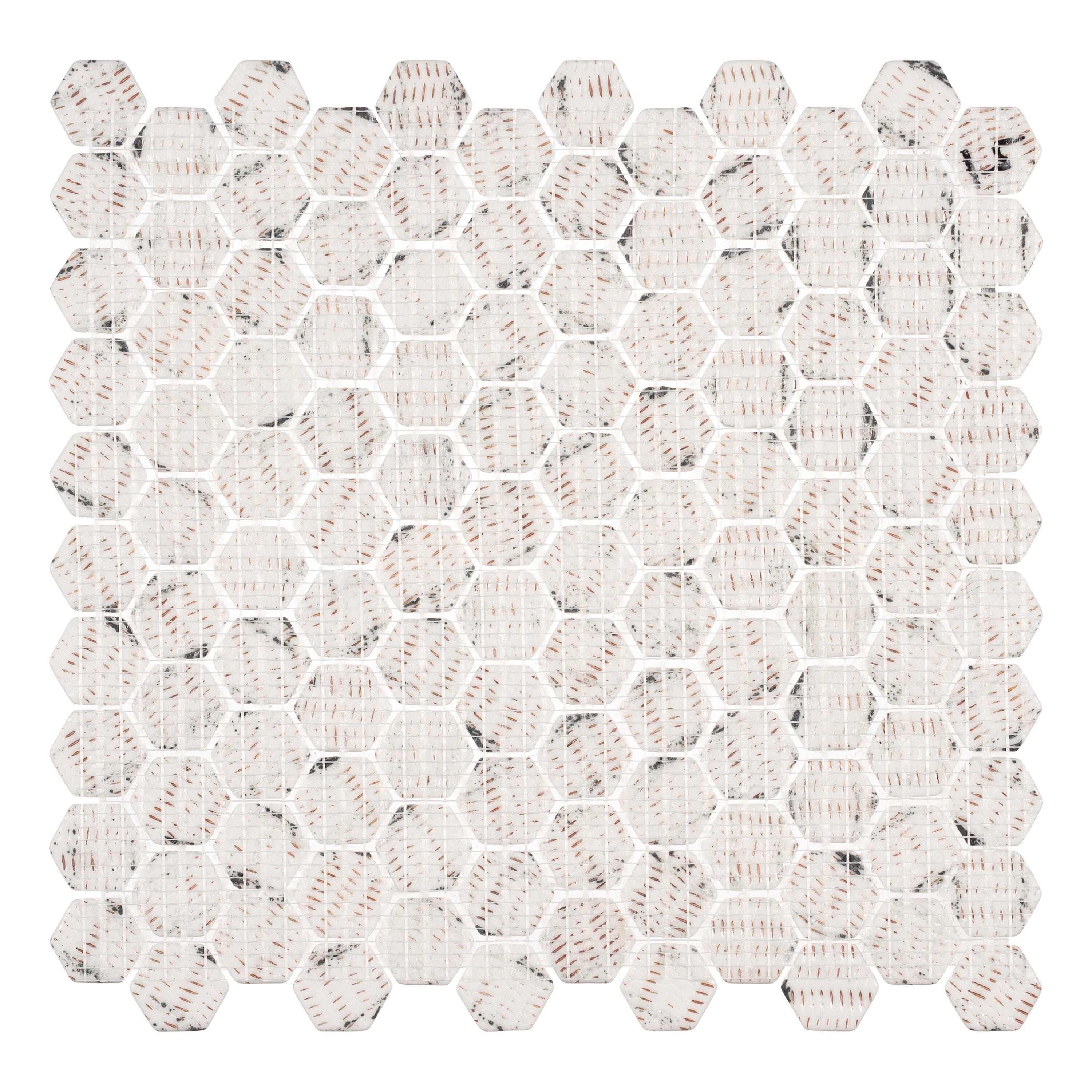 Trillions Hexagon Honeycomb Glass Mosaic Kitchen Backsplash, Bathroom, Shower, Pool, Wall and Floor Tile