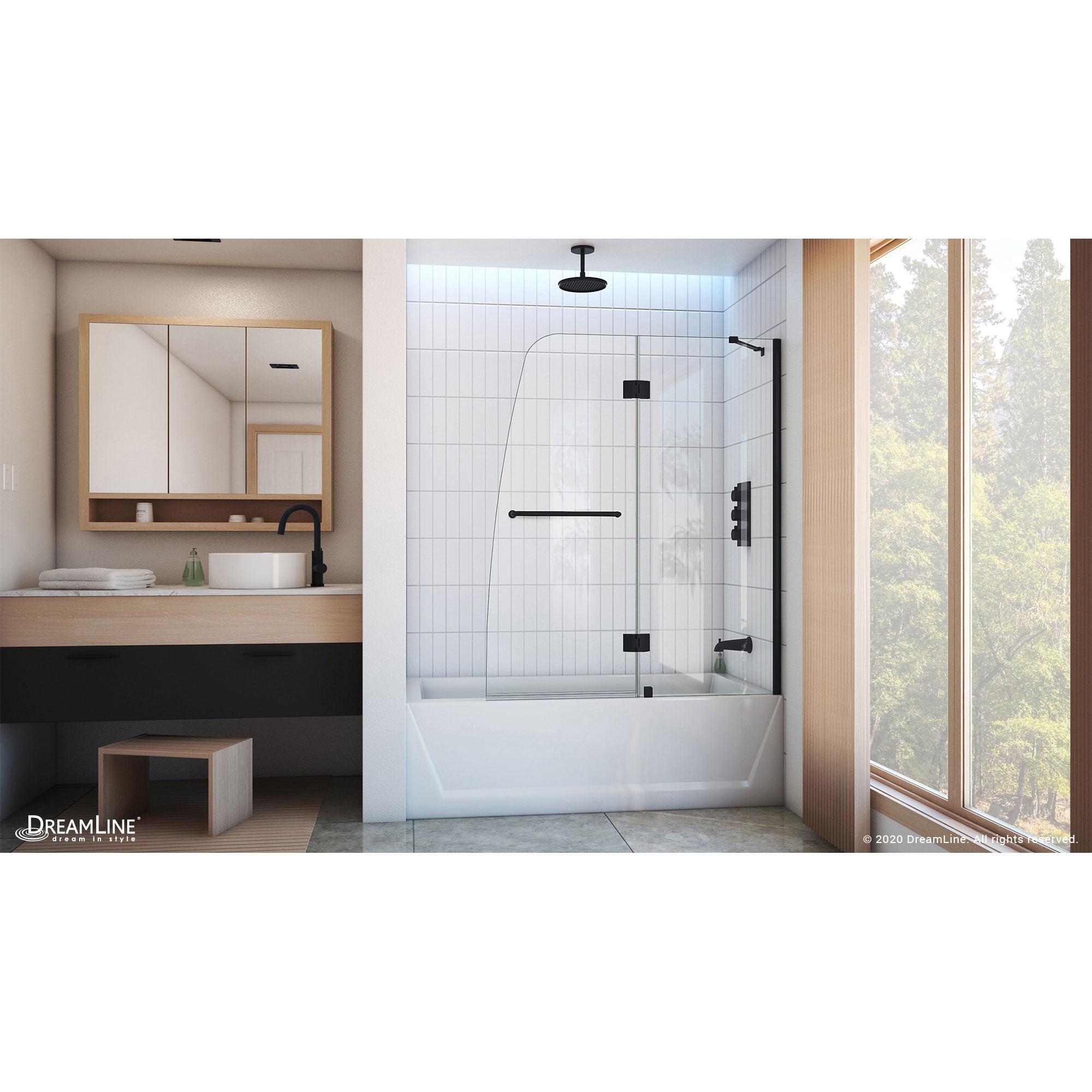 DreamLine Aqua 48 in. W x 58 in. H Frameless Hinged Tub Door in Satin Black