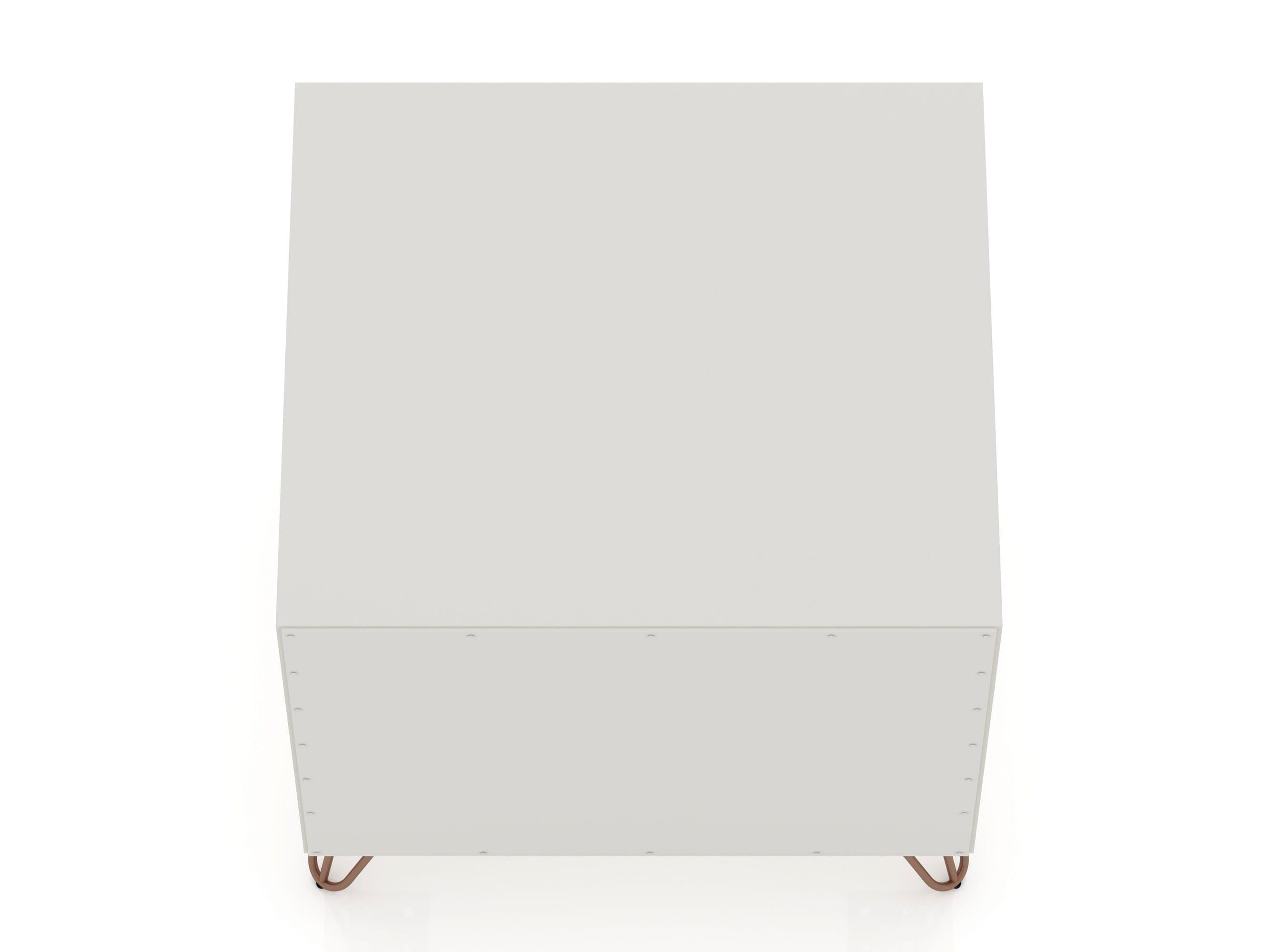 Set of 2 Rockefeller 1 Drawer Nightstands Off White/Nature - Manhattan Comfort